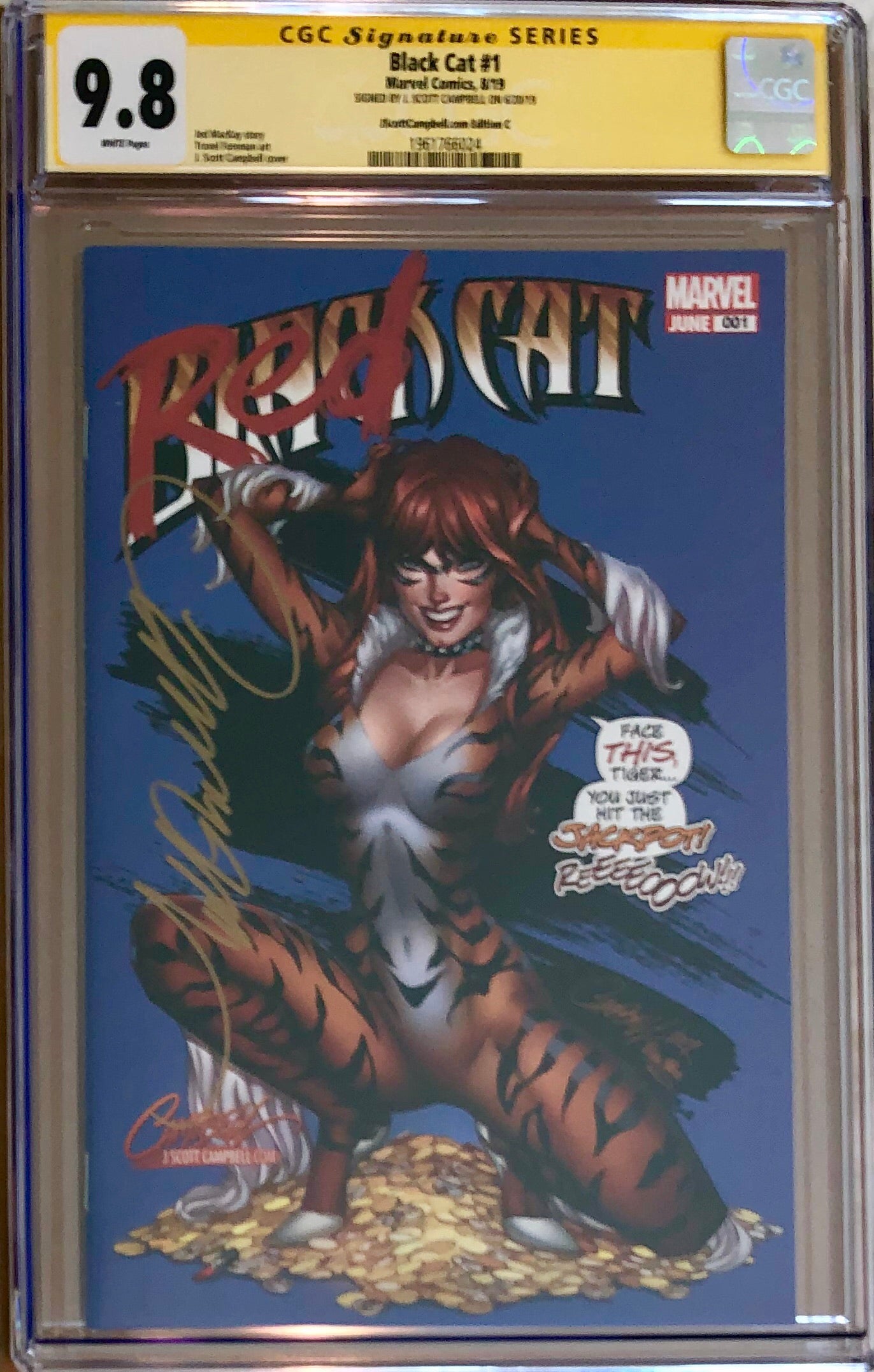 Black Cat #1 J. Scott Campbell Exclusive C - "MJ Red Cat" CGC 9.8 SS