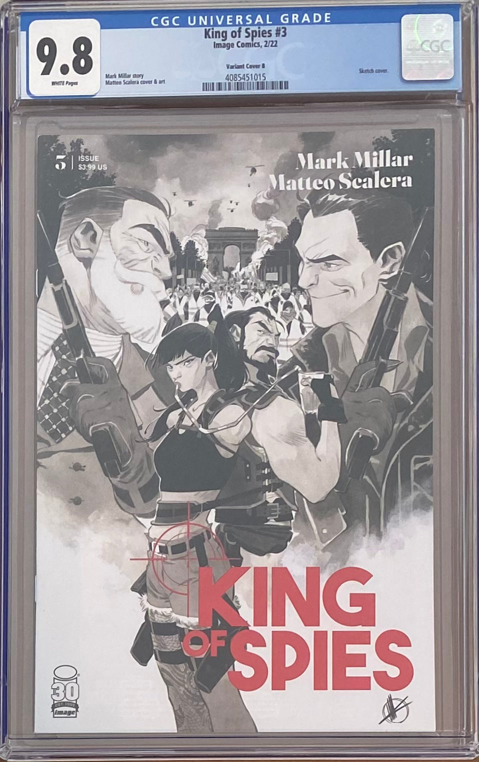 King of Spies #3 B&W Variant CGC 9.8