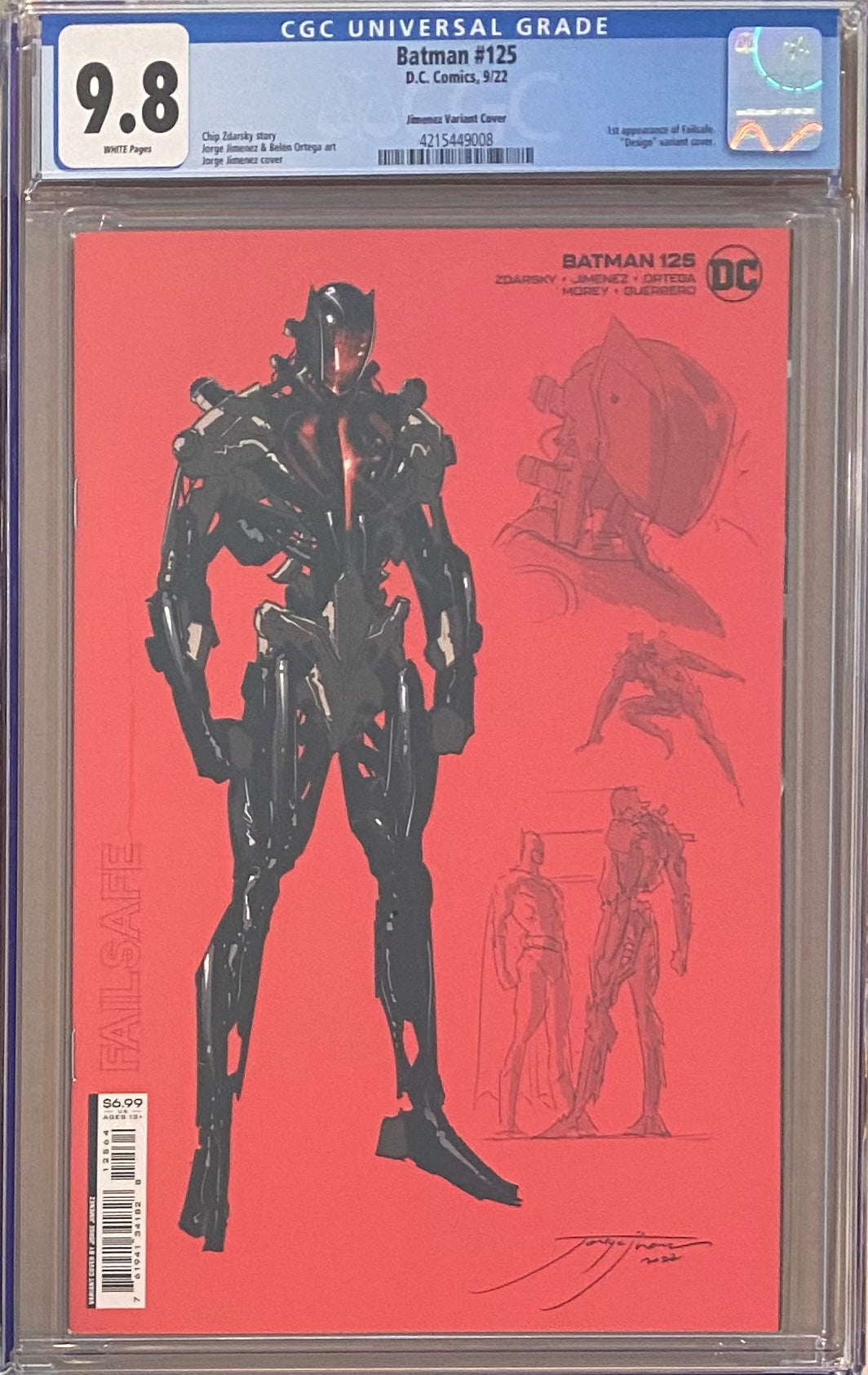 Batman #125 Jimenez Failsafe Protocol Design Variant CGC 9.8 - First Appearance Failsafe