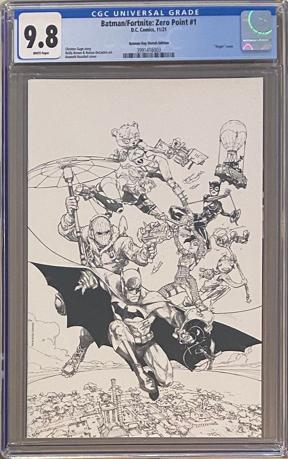 Batman/Fortnite: Zero Point #1 Janin 1:100 Batman Day B/W Retailer Incentive Variant CGC 9.8