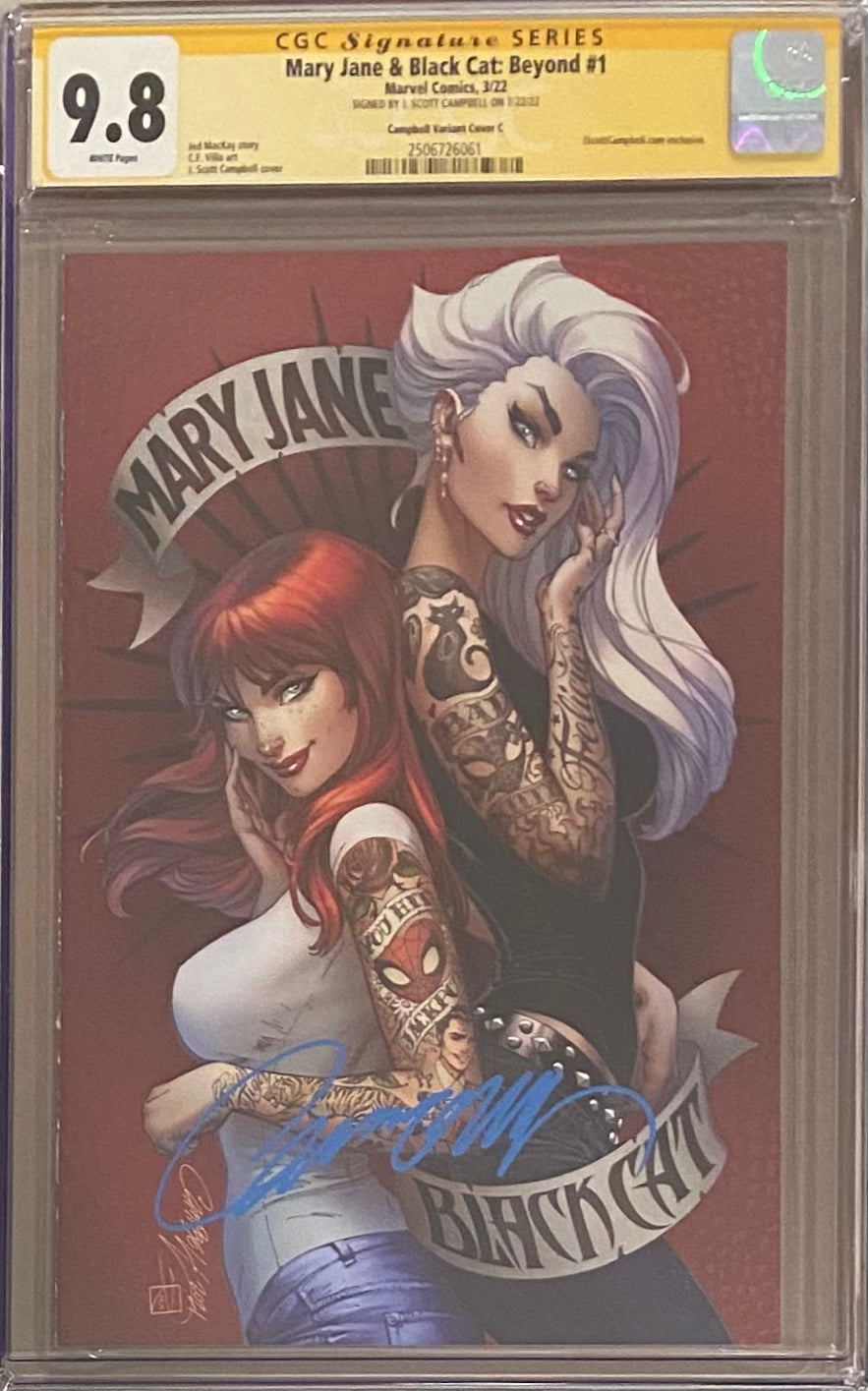 Mary Jane & Black Cat: Beyond #1 J. Scott Campbell Edition C "Tats n' Cats" CGC 9.8 SS