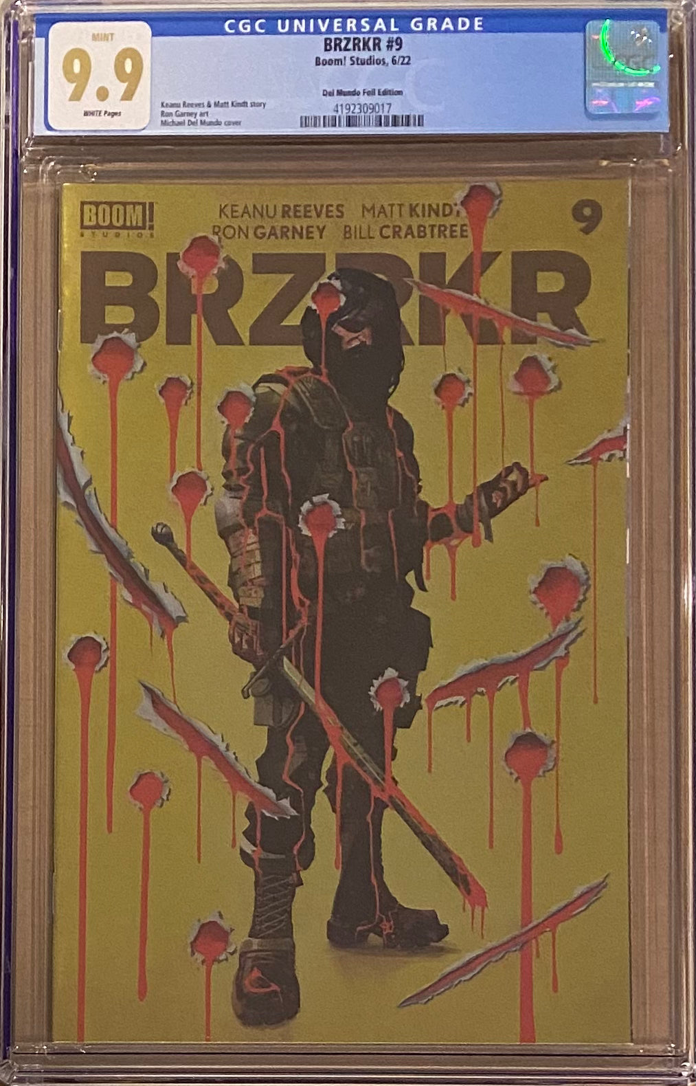 BRZRKR #9 Cover D Del Mundo Foil Variant CGC 9.9 (Berzerker)