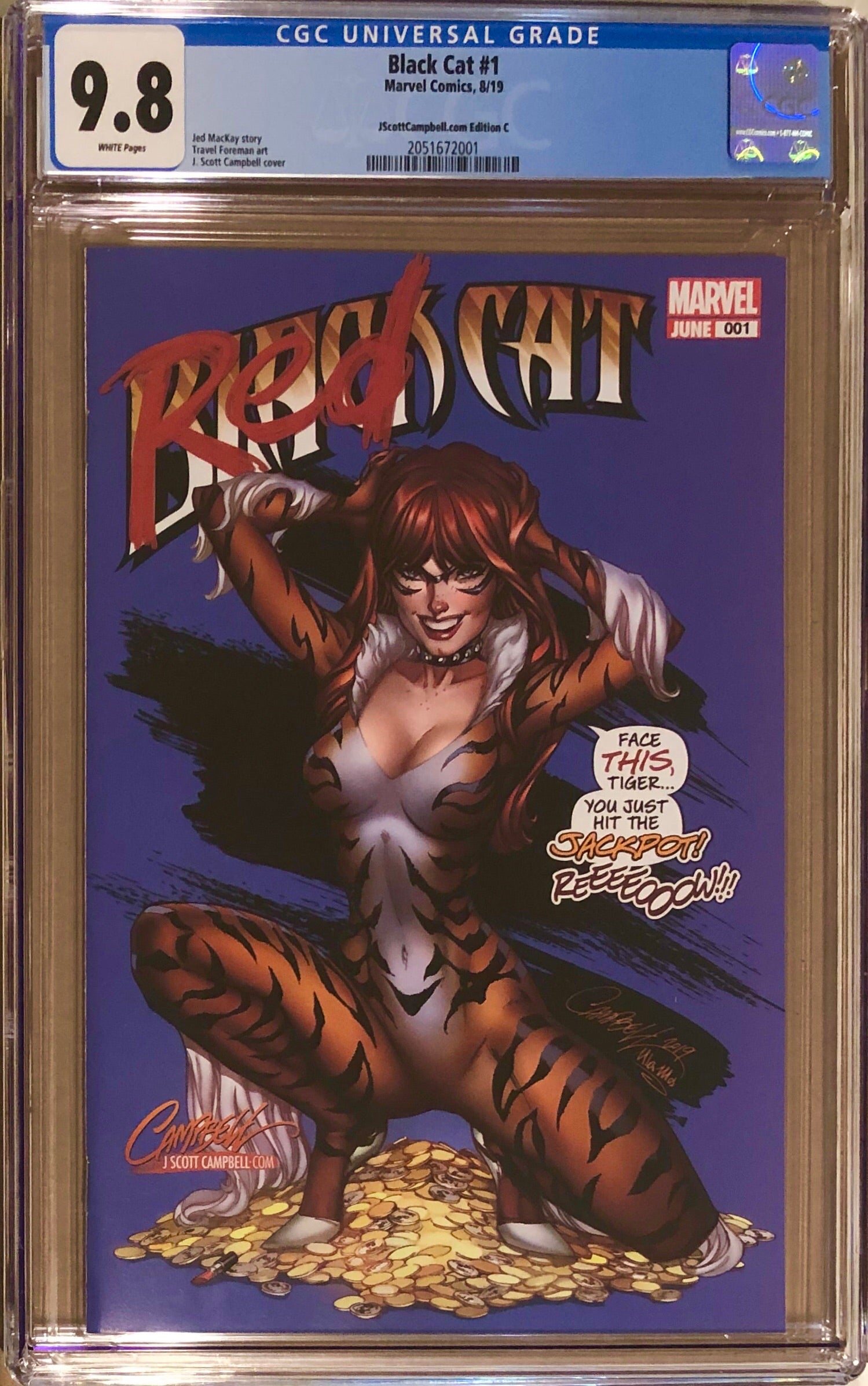 Black Cat #1 J. Scott Campbell Exclusive C - "MJ Red Cat" CGC 9.8