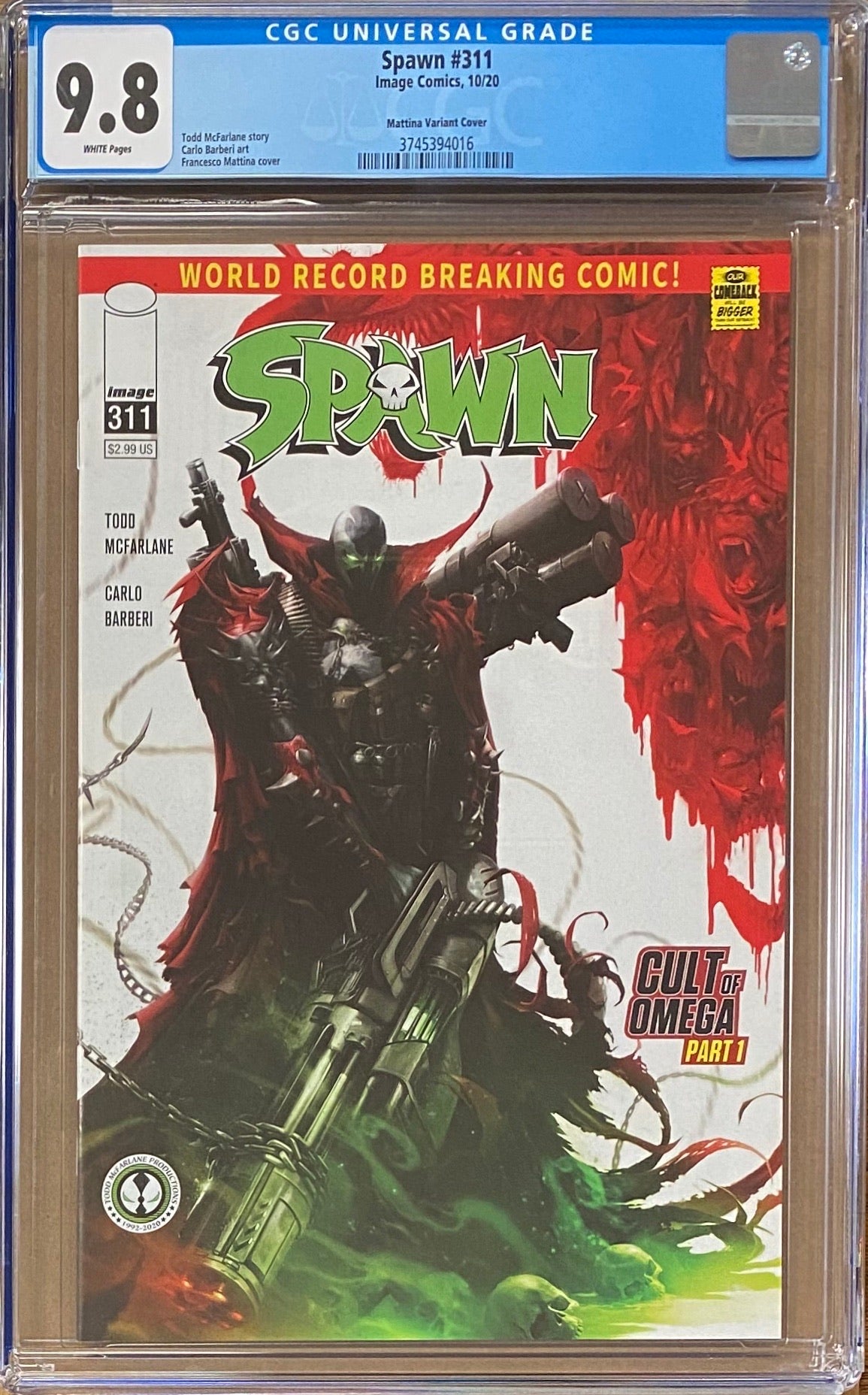 Spawn #311 Mattina Variant CGC 9.8
