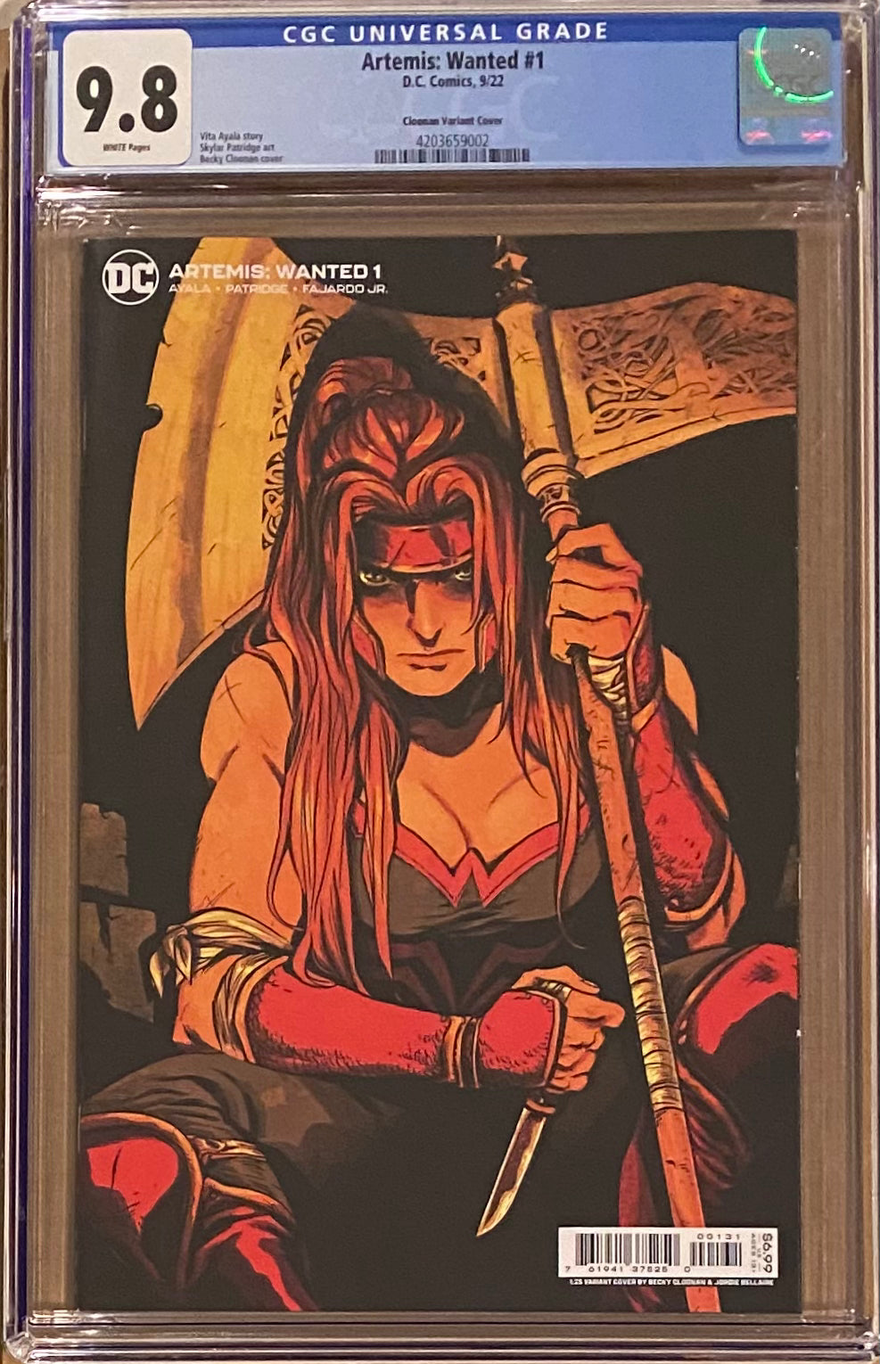 Artemis: Wanted #1 Cloonan 1:25 Retailer Incentive Variant CGC 9.8