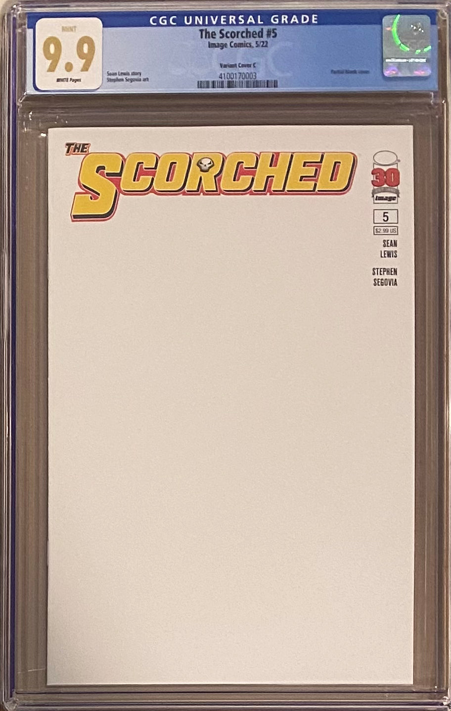 The Scorched #5 Blank Sketch Variant CGC 9.9 MINT