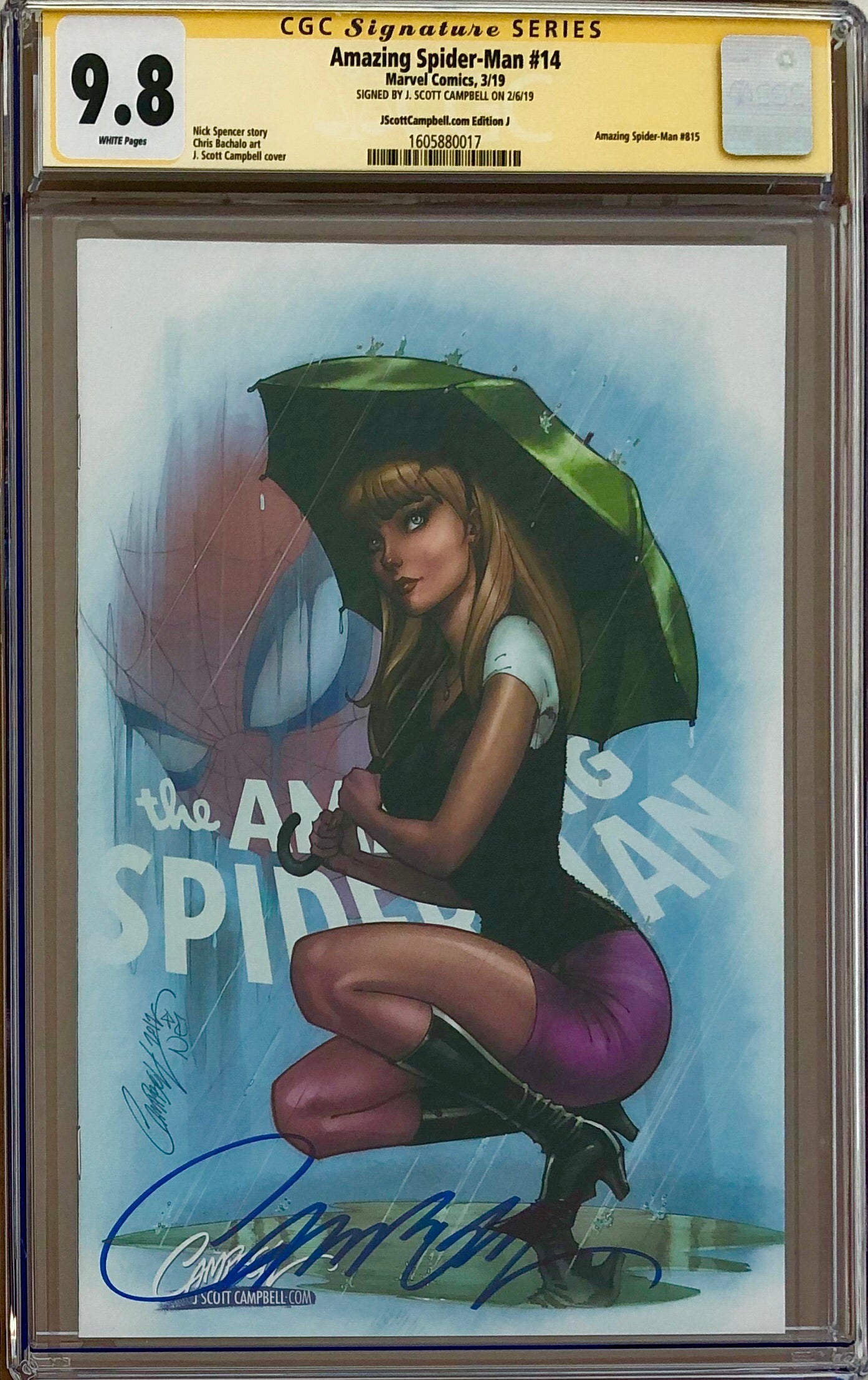 Amazing Spider-Man #14 J. Scott Campbell Edition J Gwen (kneeling) SDCC Exclusive CGC 9.8 SS
