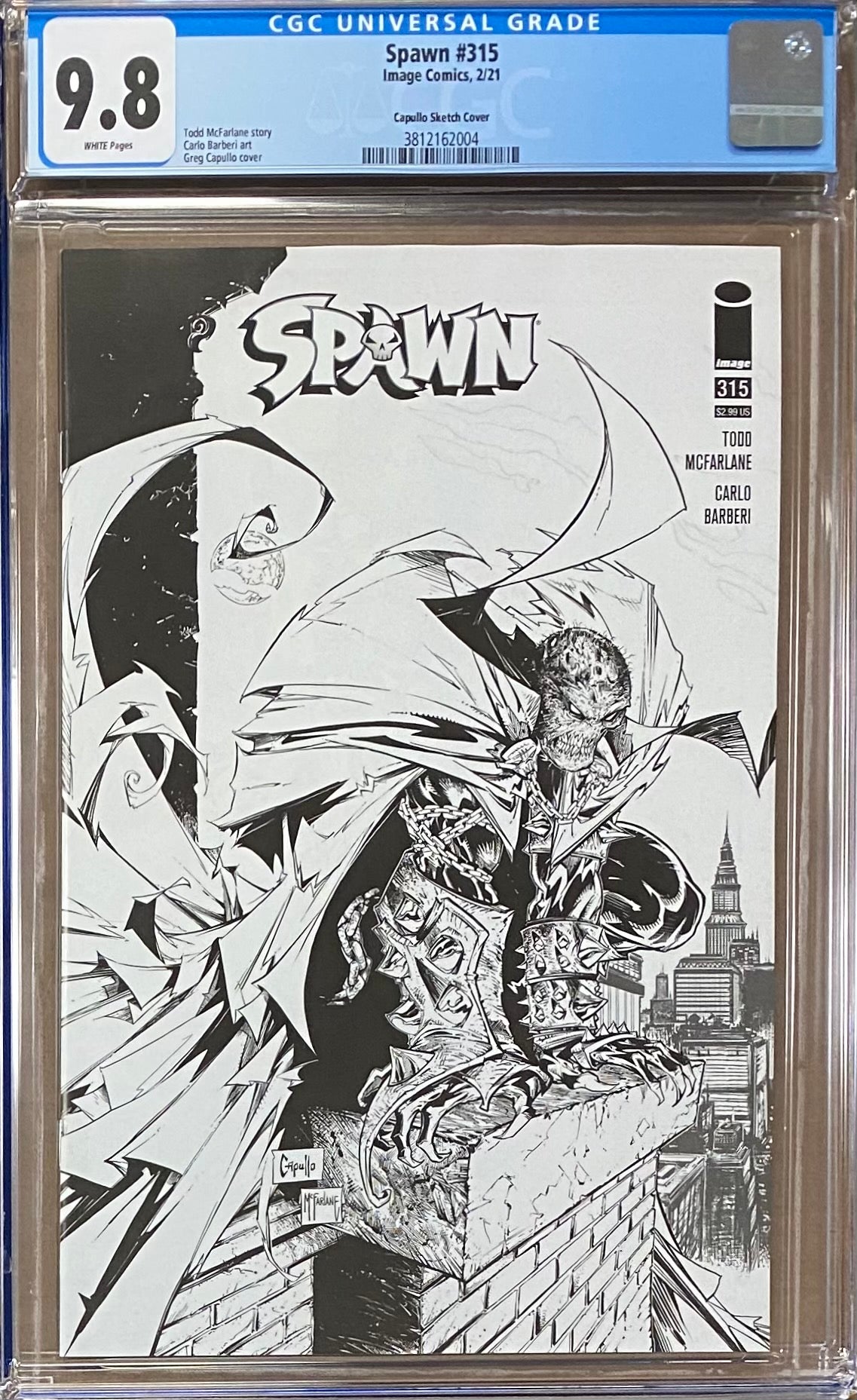 Spawn #315 Capullo/McFarlane B&W Variant CGC 9.8