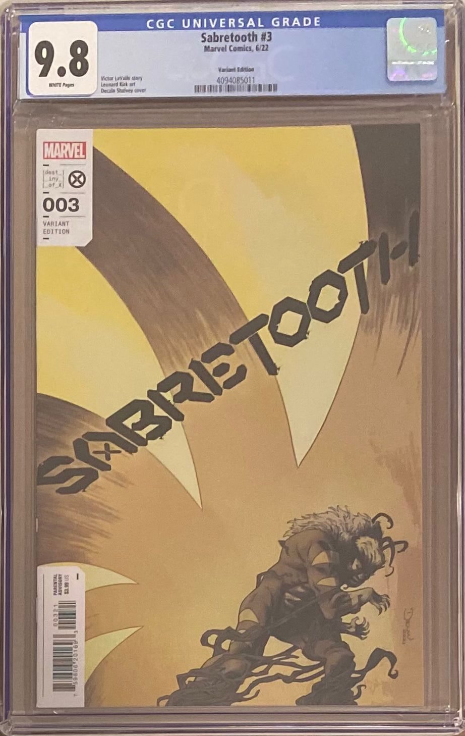 Sabretooth #3 Variant CGC 9.8