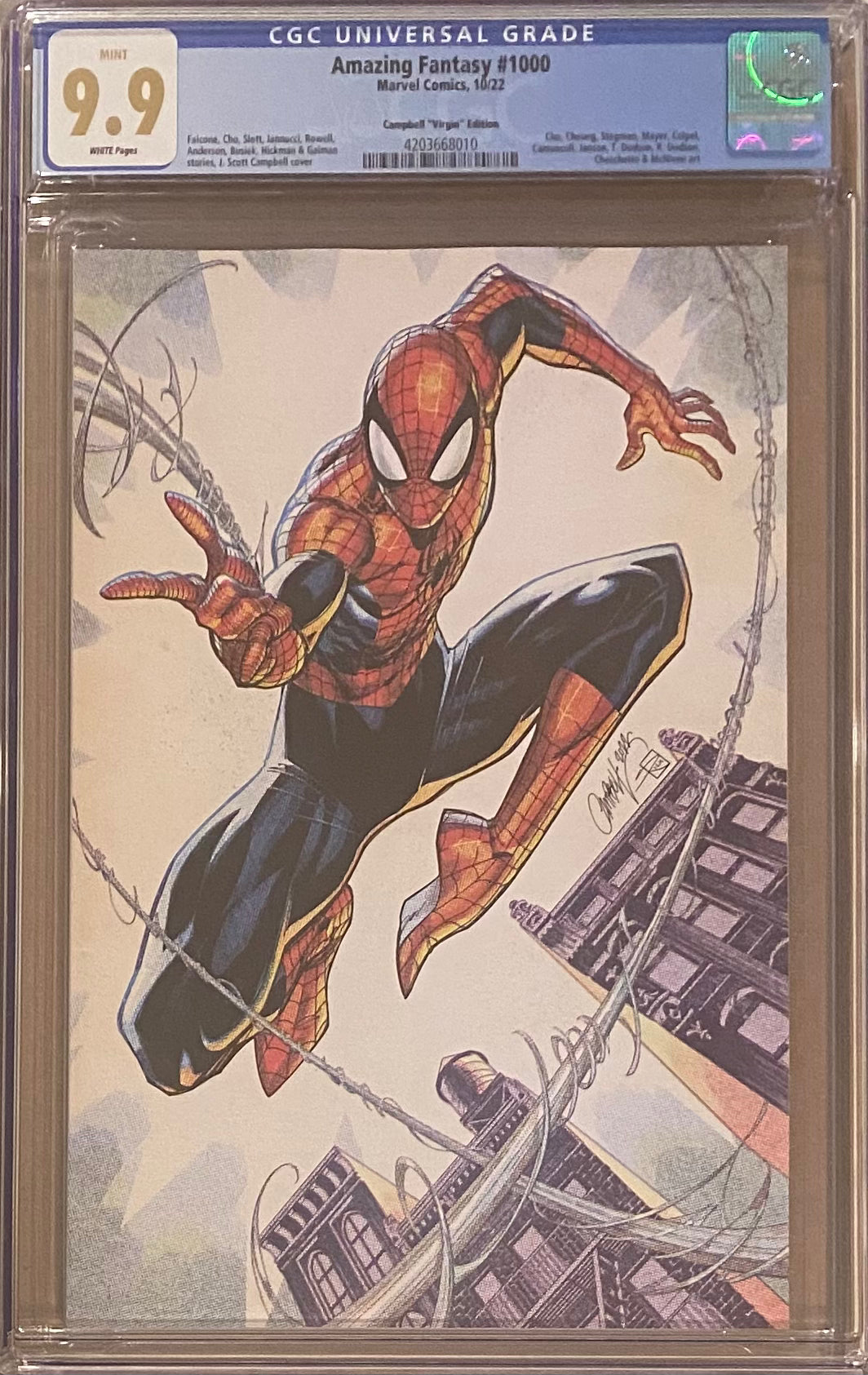 Amazing Fantasy #1000 Campbell 1:100 Virgin Retailer Incentive Variant CGC 9.9
