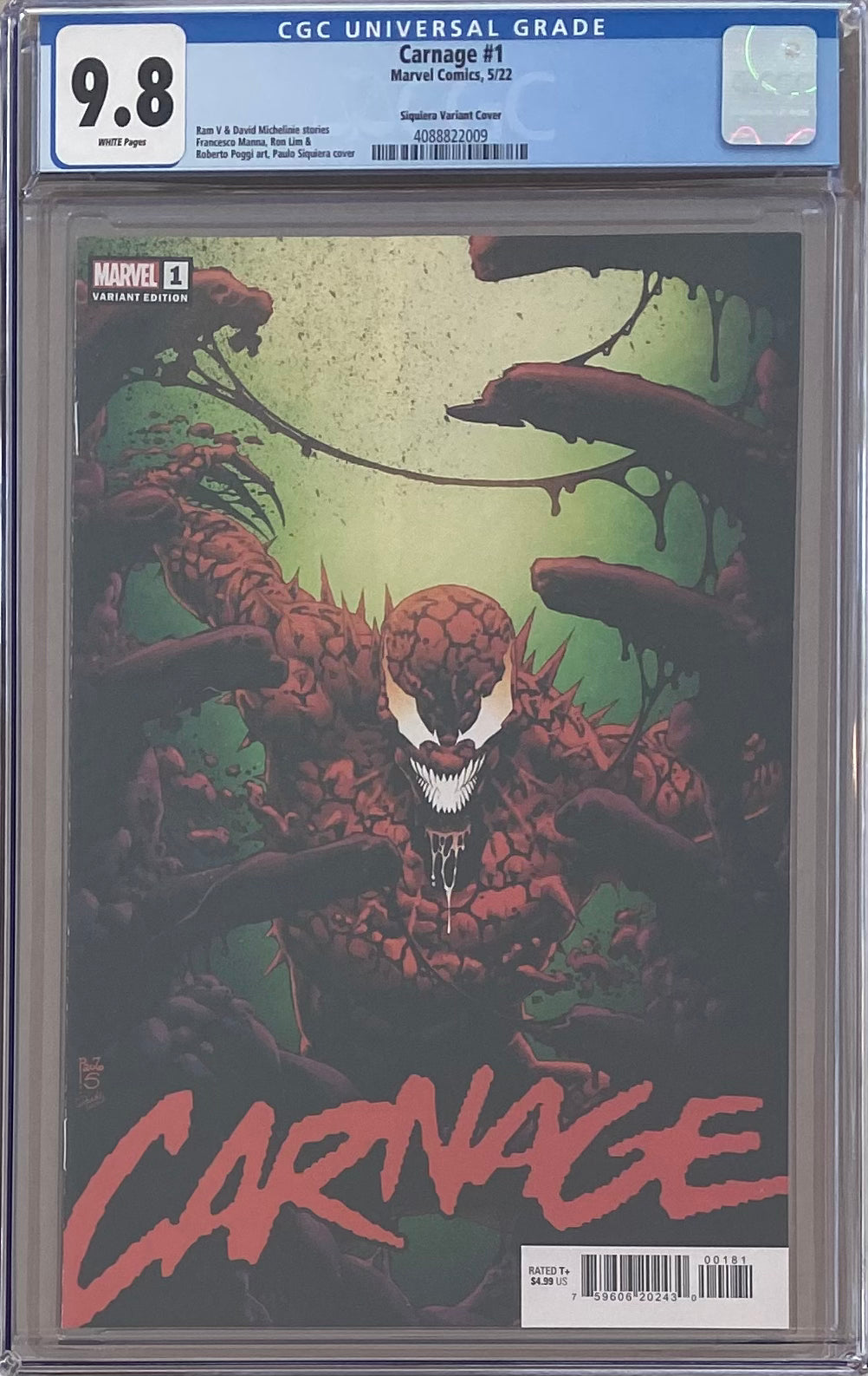 Carnage #1 Siqueira 1:50 Retailer Incentive Variant CGC 9.8
