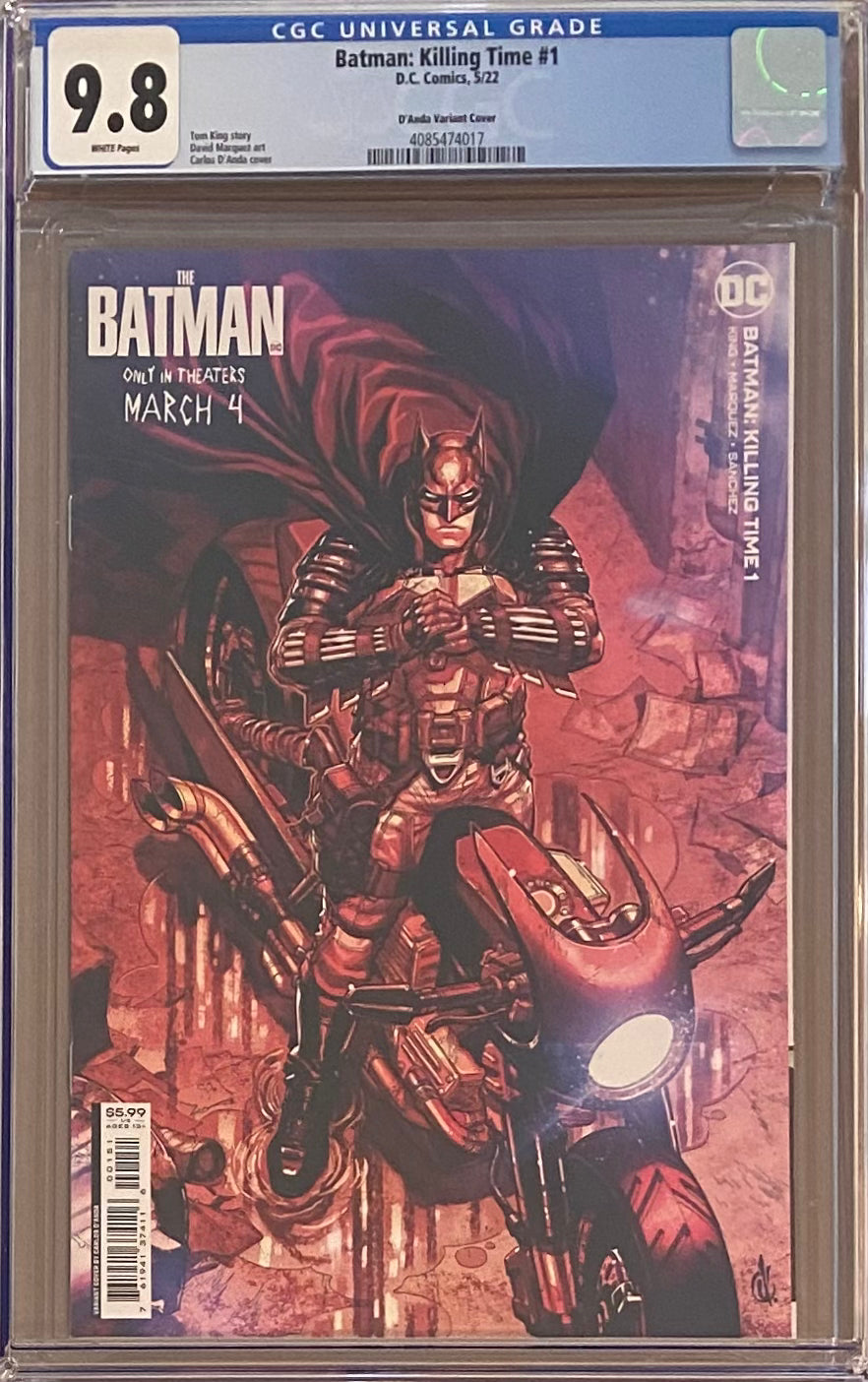 Batman: Killing Time #1 D'Anda "The Batman" Variant CGC 9.8