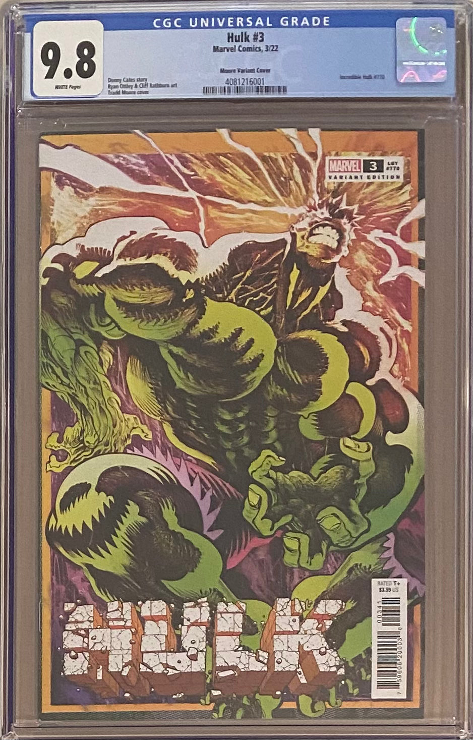 Hulk #3 Moore 1:25 Retailer Incentive Variant CGC 9.8 - First Cameo Titan