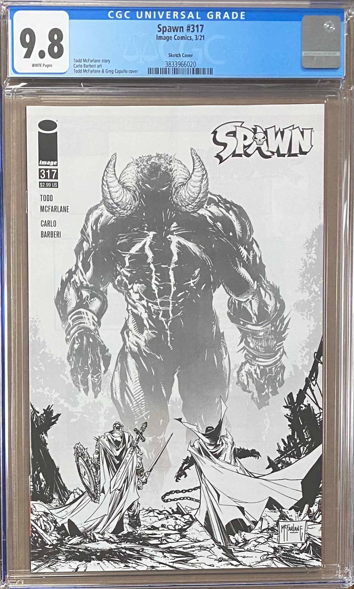 Spawn #317 McFarlane B&W Retailer Incentive Variant CGC 9.8