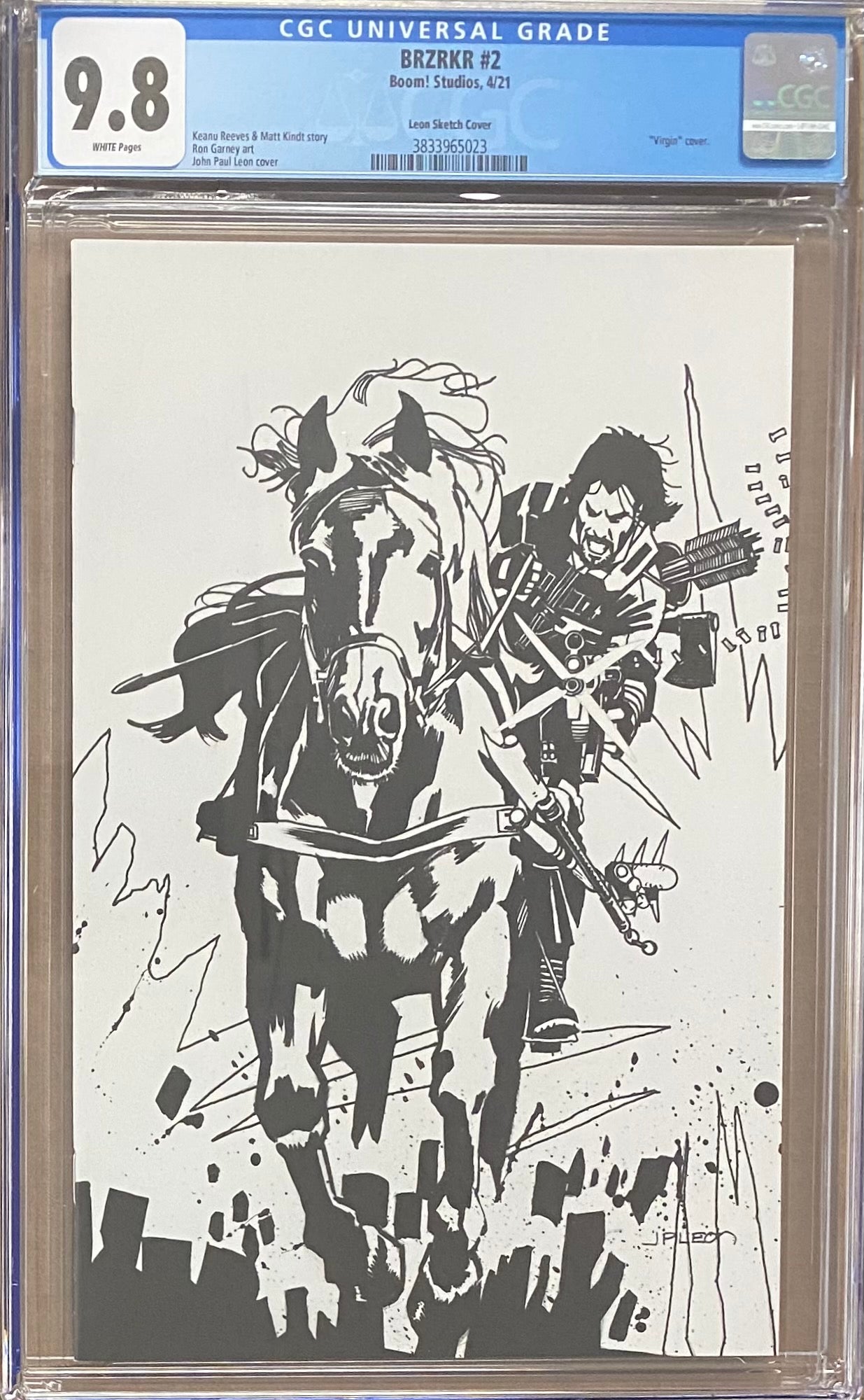 BRZRKR #2 Leon 1:250 B&W Virgin Retailer Incentive Variant CGC 9.8 (Berzerker)