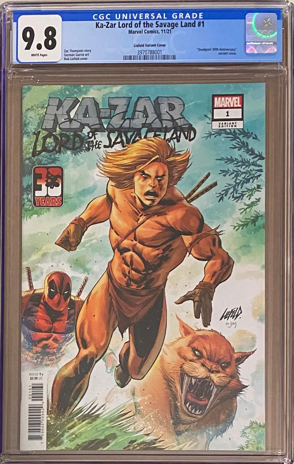 Ka-Zar: Lord of the Savage Land #1 Liefed Deadpool 30th Anniversary Variant CGC 9.8