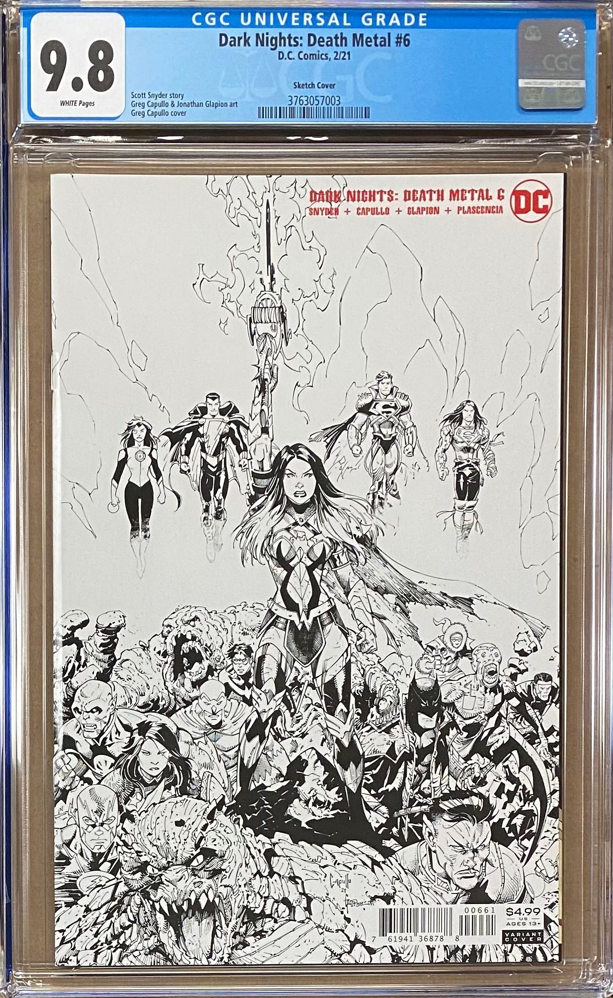 Dark Nights Death Metal #6 1:100 Retailer Incentive Sketch Cover Variant CGC 9.8
