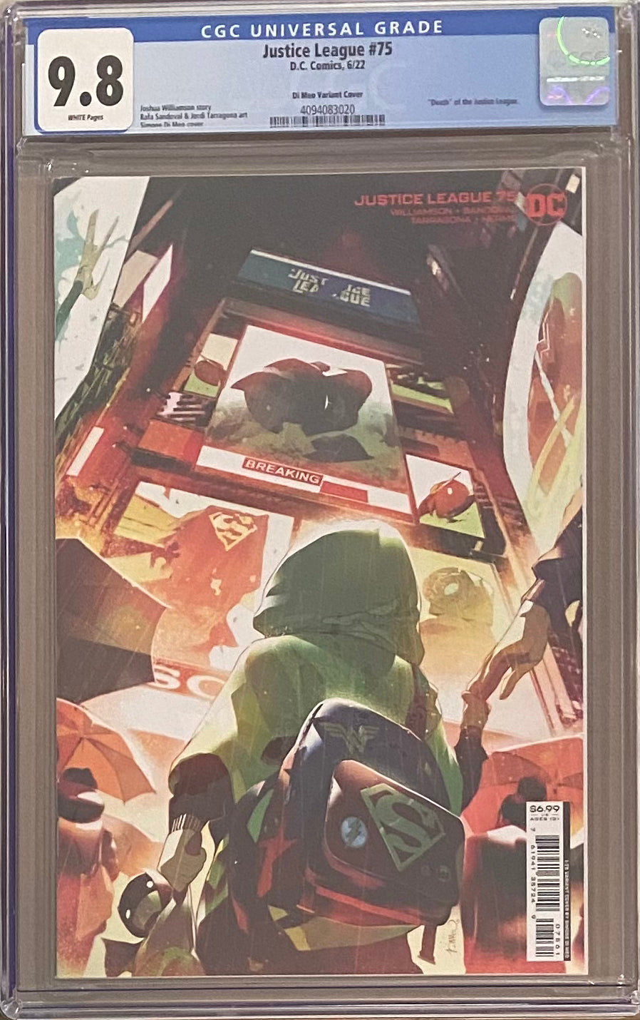 Justice League #75 DiMeo 1:25 Retailer Incentive Variant CGC 9.8 - Death of Justice League