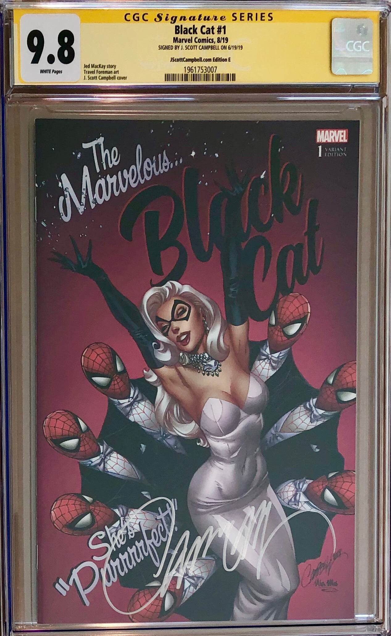 Black Cat #1 J. Scott Campbell Exclusive E SDCC "Marvelous Black Cat" CGC 9.8 SS