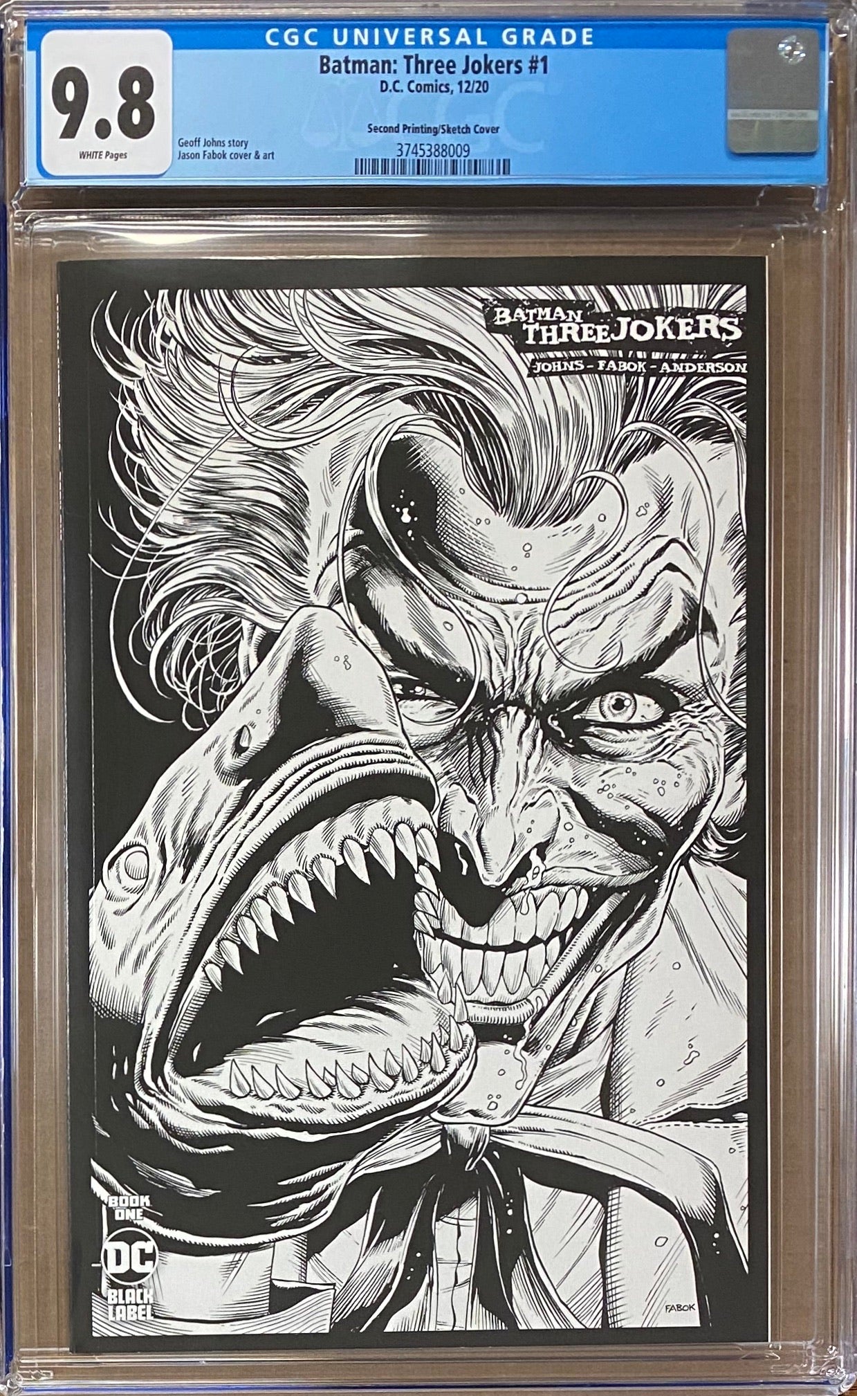 Batman: Three Jokers #1 Second Printing 1:100 B/W Retailer Incentive Variant DC Black Label CGC 9.8