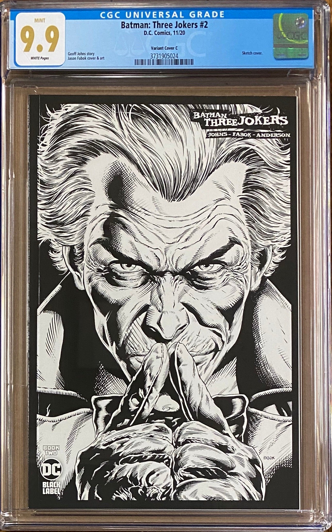 Batman: Three Jokers #2 1:100 B/W Retailer Incentive Variant C DC Black Label CGC 9.9