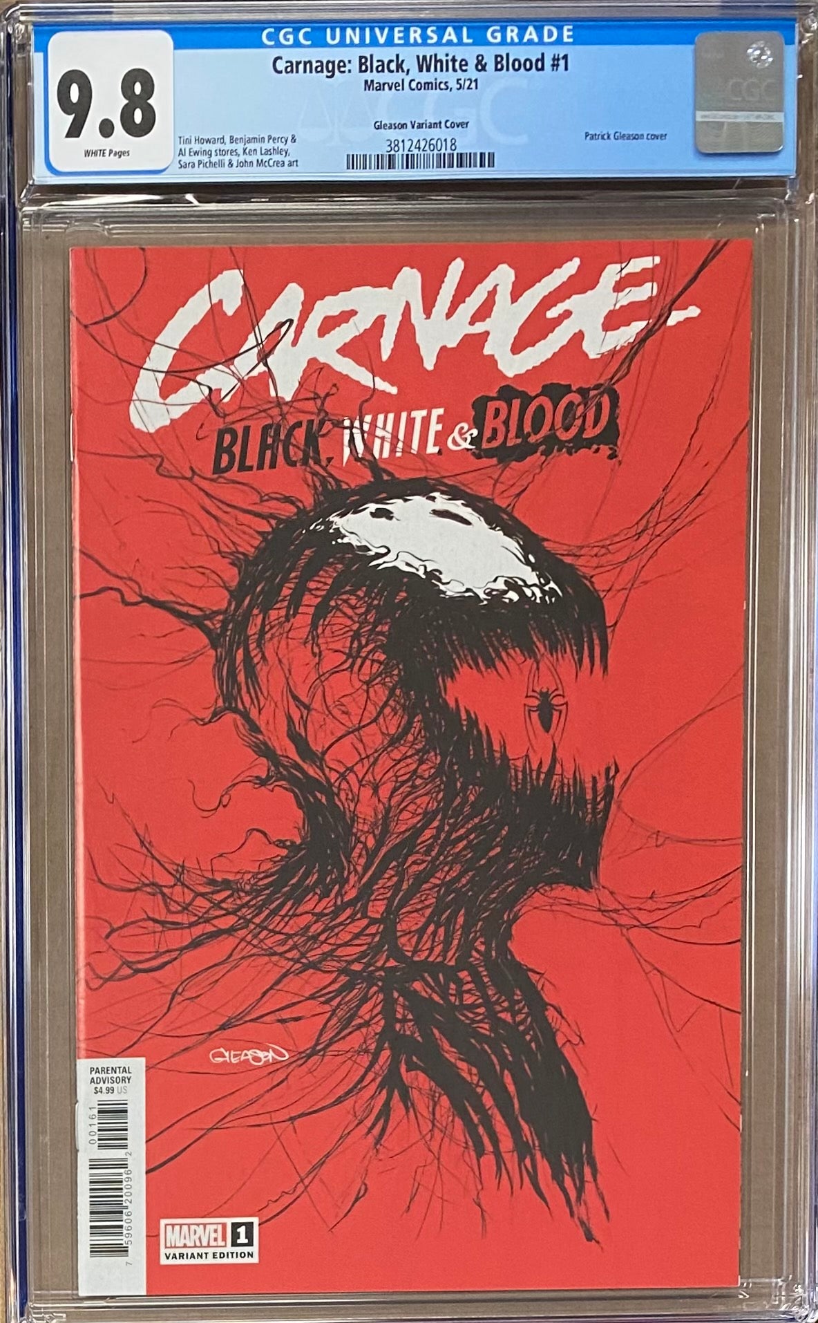 Carnage: Black, White, and Blood #1 Gleason "Webhead" Variant CGC 9.8