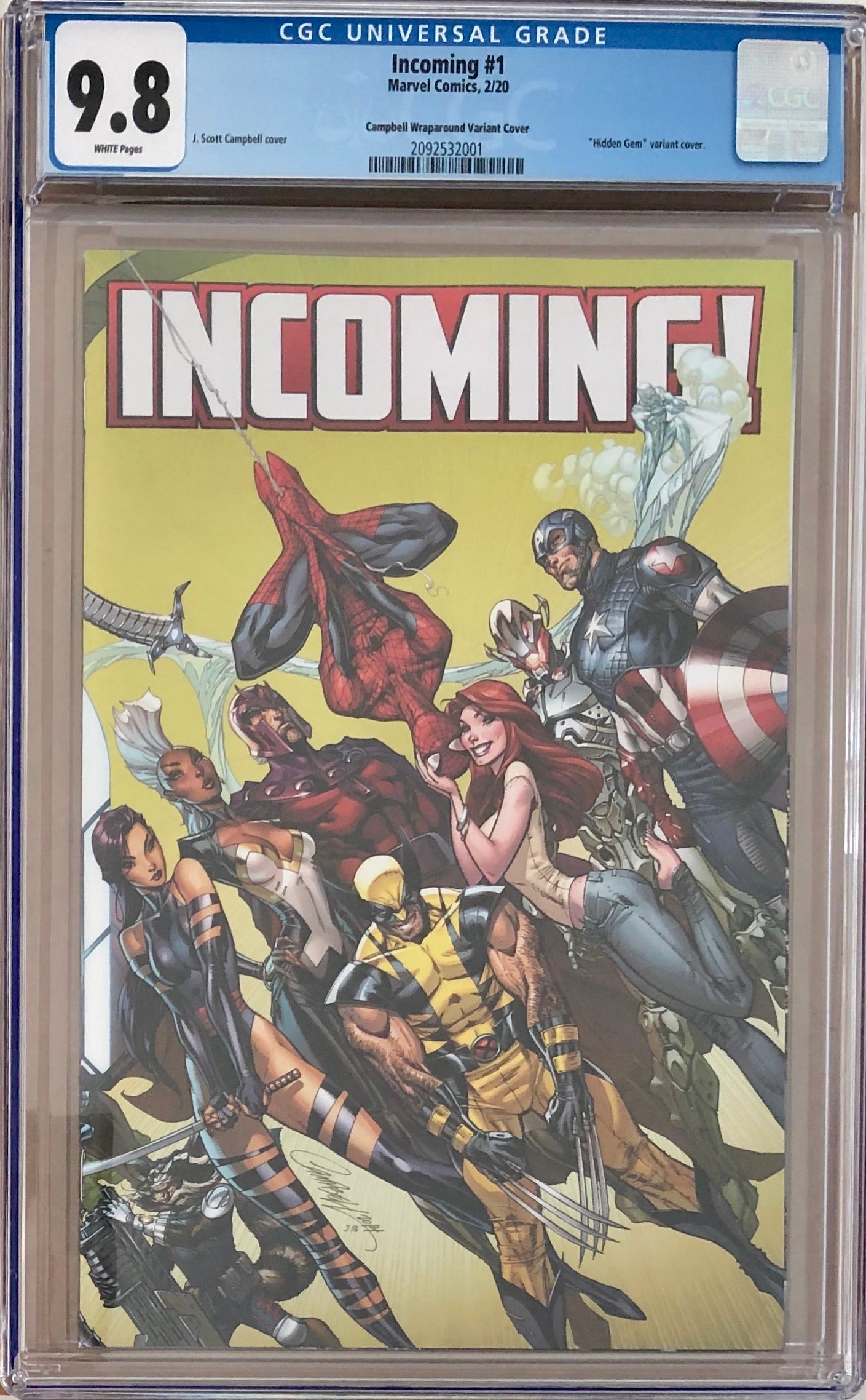 Incoming! #1 J. Scott Campbell 1:100 Wraparound Retailer Incentive Variant CGC 9.8