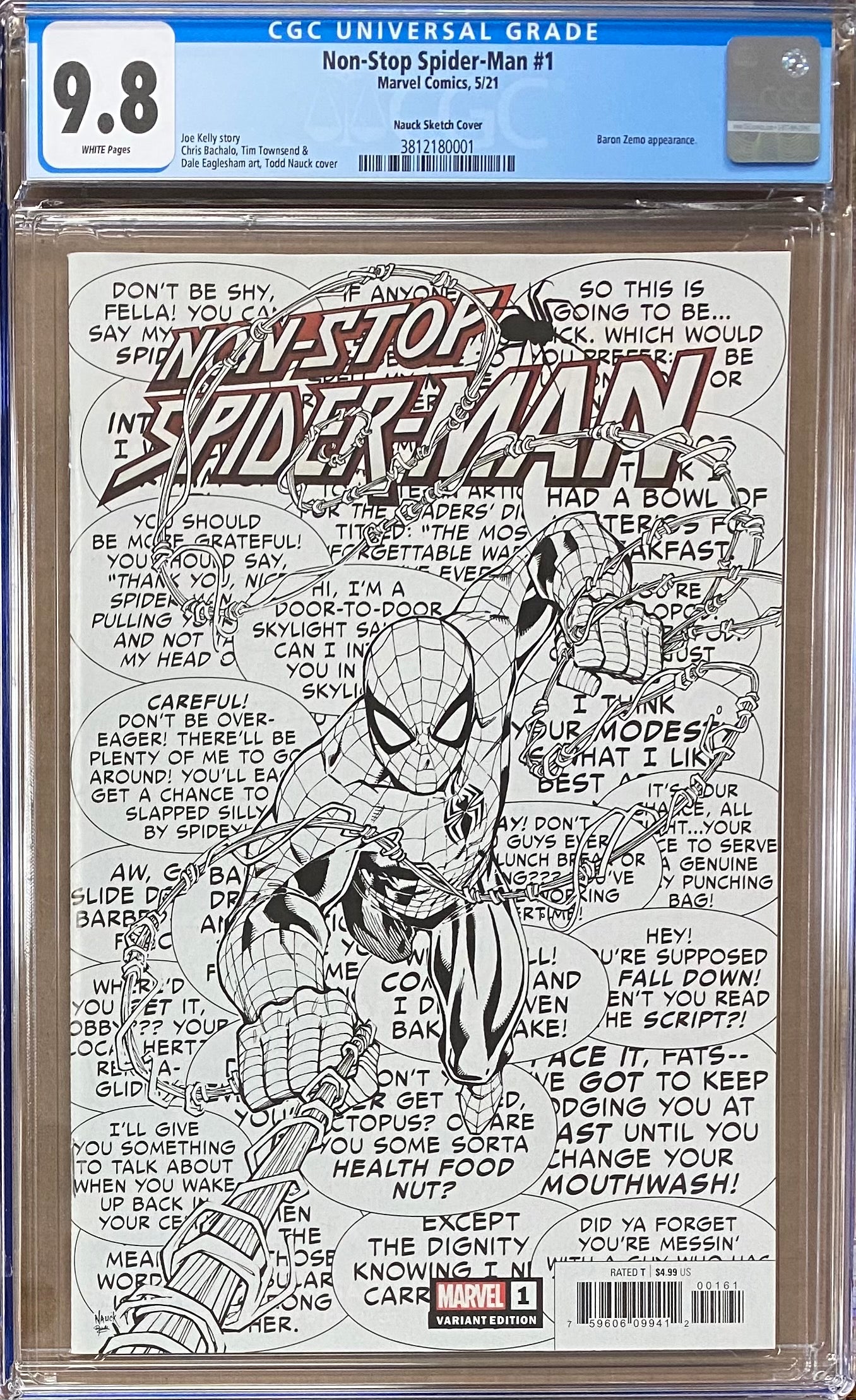 Non-Stop Spider-Man #1 Nauck One Per Store Sketch Variant CGC 9.8