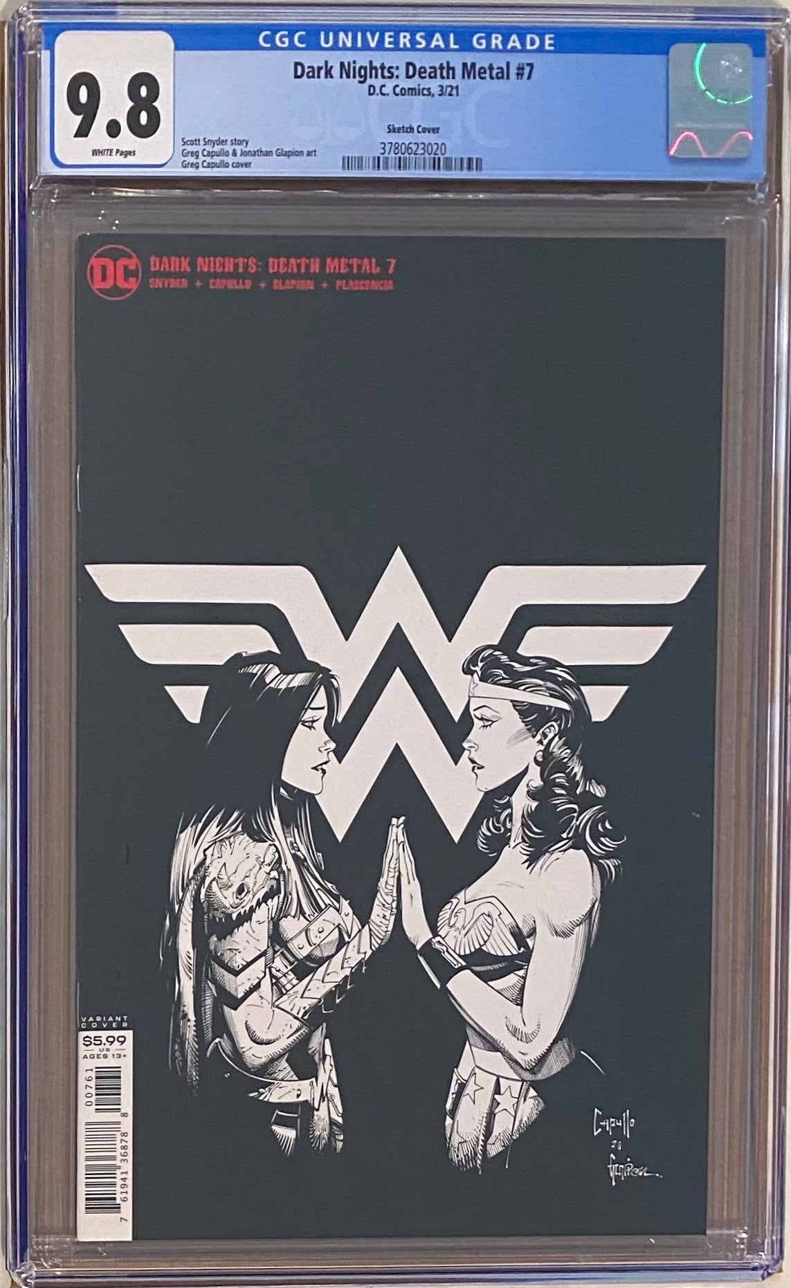Dark Nights Death Metal #7 1:100 Retailer Incentive Sketch Cover CGC 9.8 - 1st Yara Flor