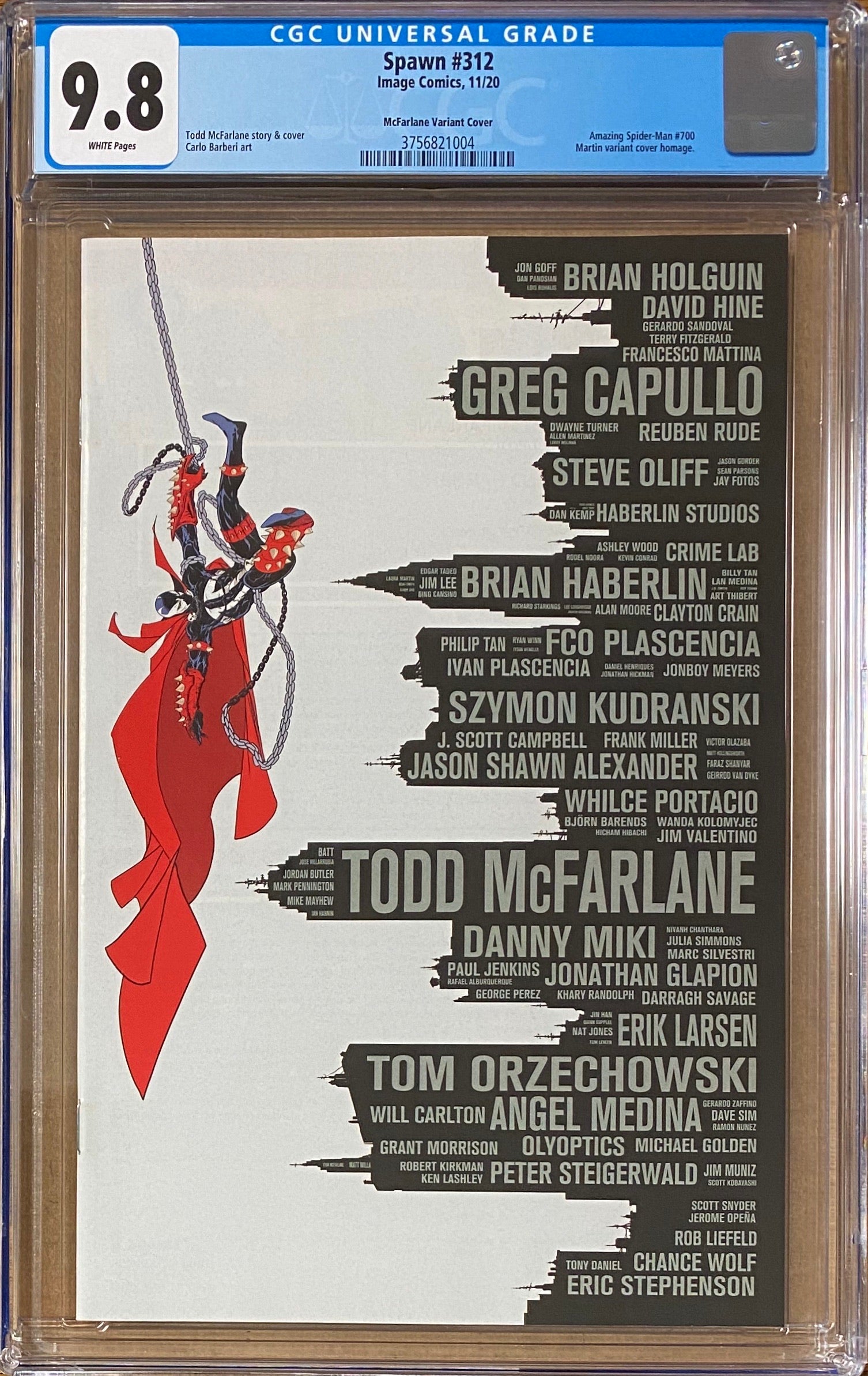 Spawn #312 CGC 9.8 "Amazing Spider-Man #300" Homage Virgin Variant
