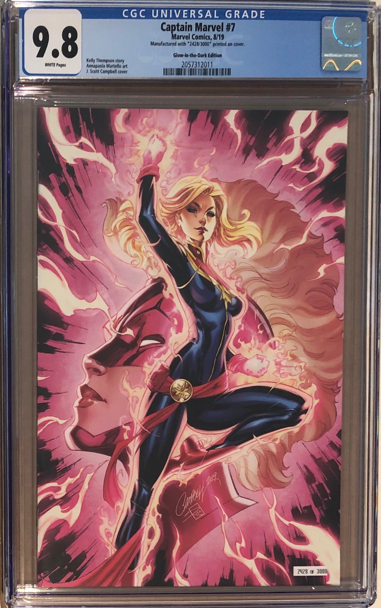 Captain Marvel #7 J. Scott Campbell SDCC Glow in the Dark Exclusive CGC 9.8