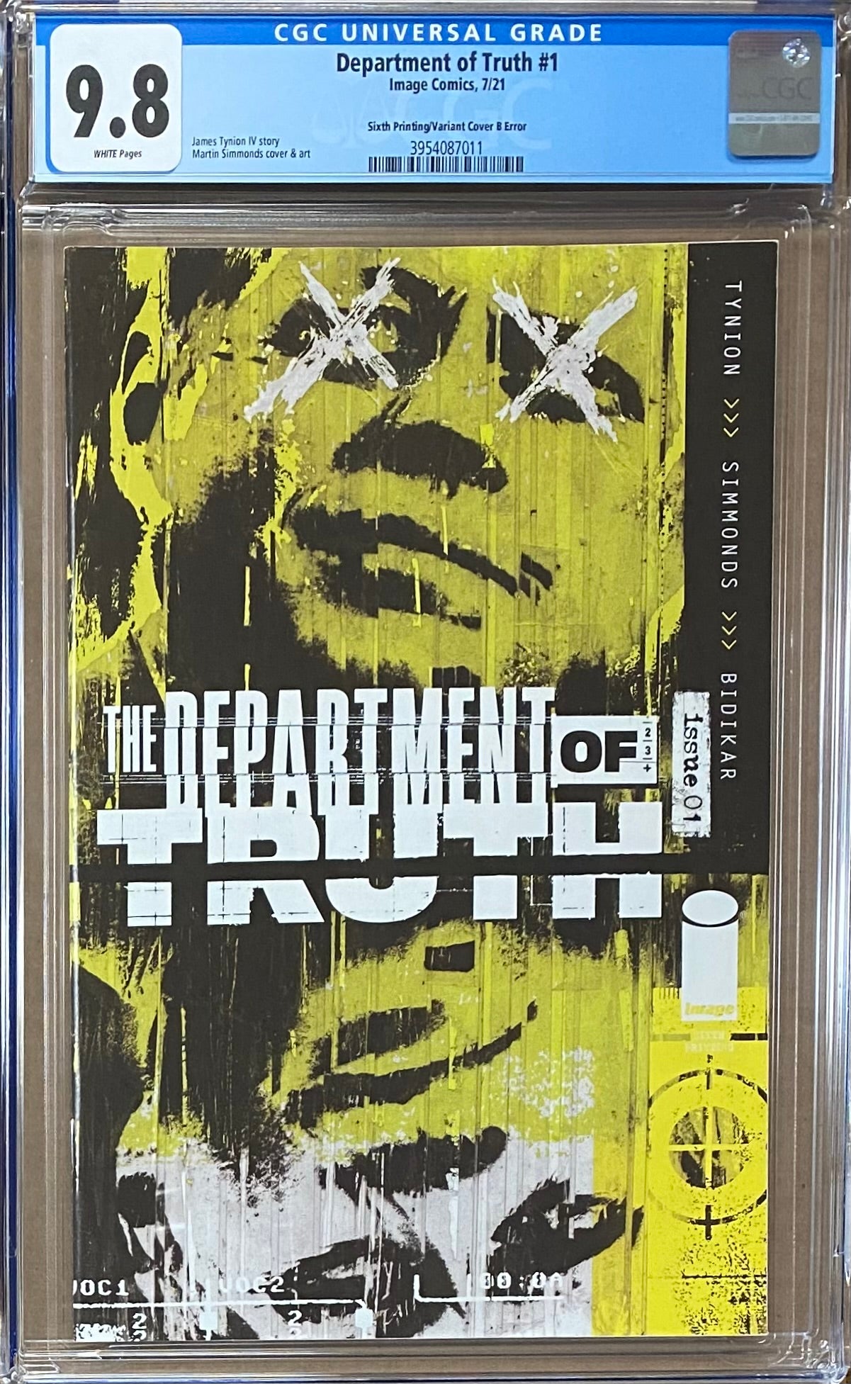Department of Truth #1 Sixth Printing Error Variant CGC 9.8