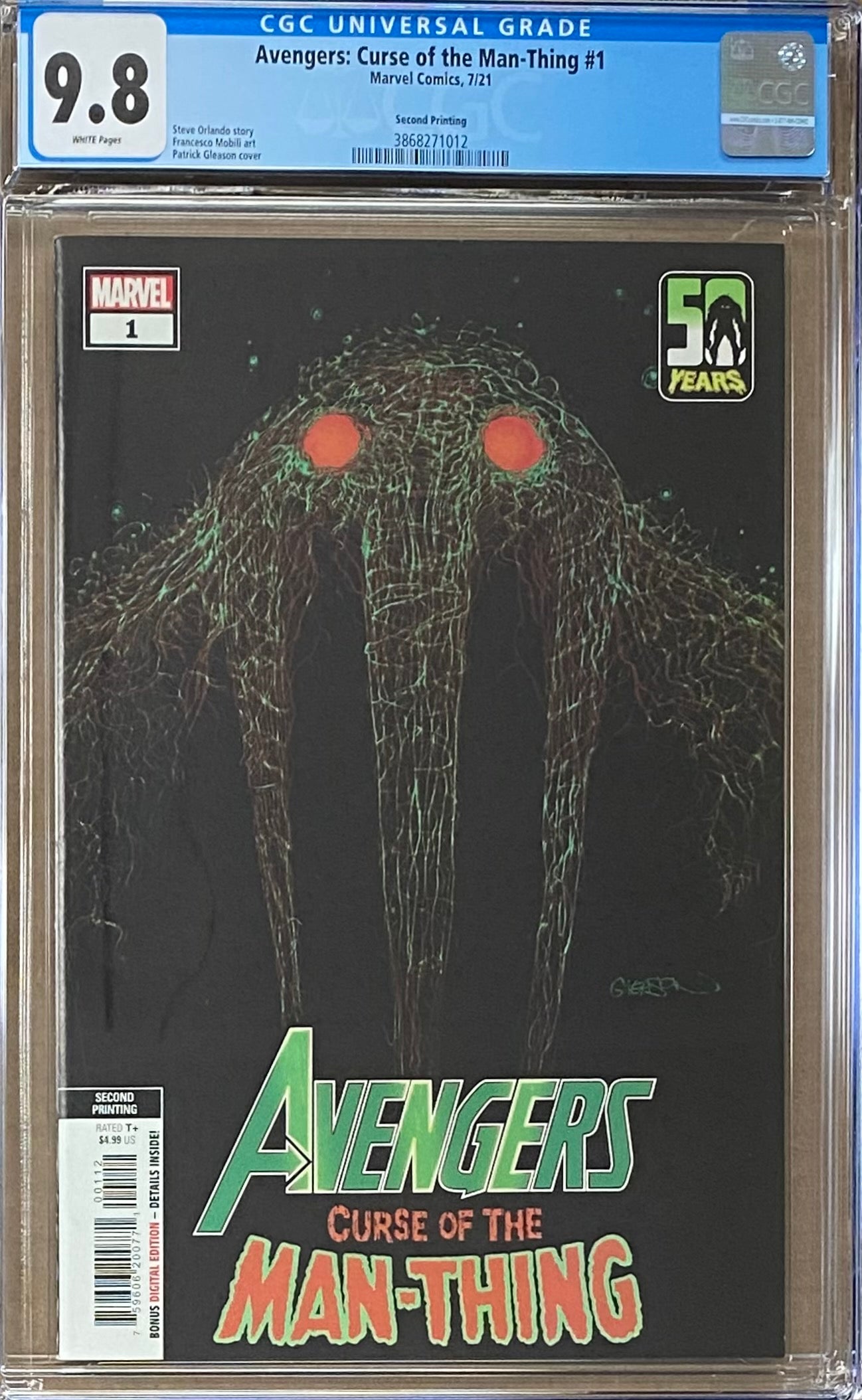 Avengers: Curse of the Man-Thing #1 Gleason "Webhead" Variant Second Printing CGC 9.8