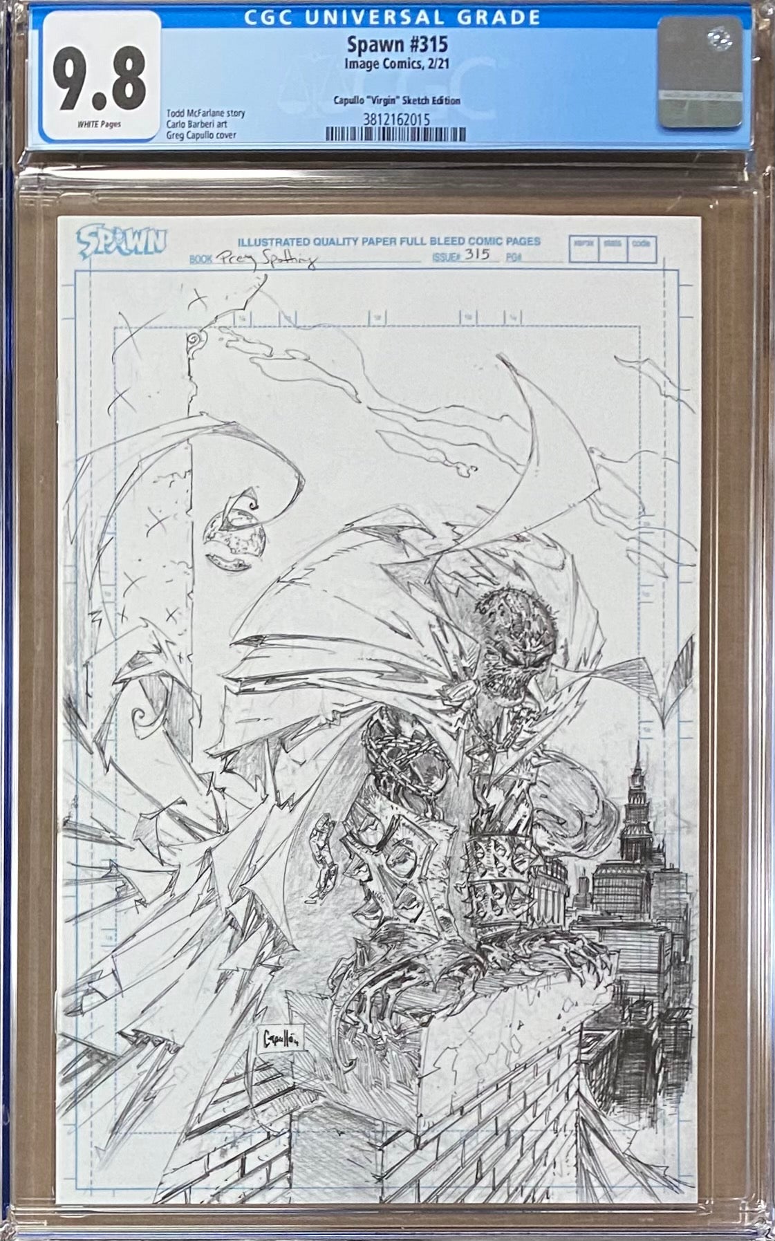 Spawn #315 Capullo/McFarlane Virgin "Pencils" Sketch Cover CGC 9.8