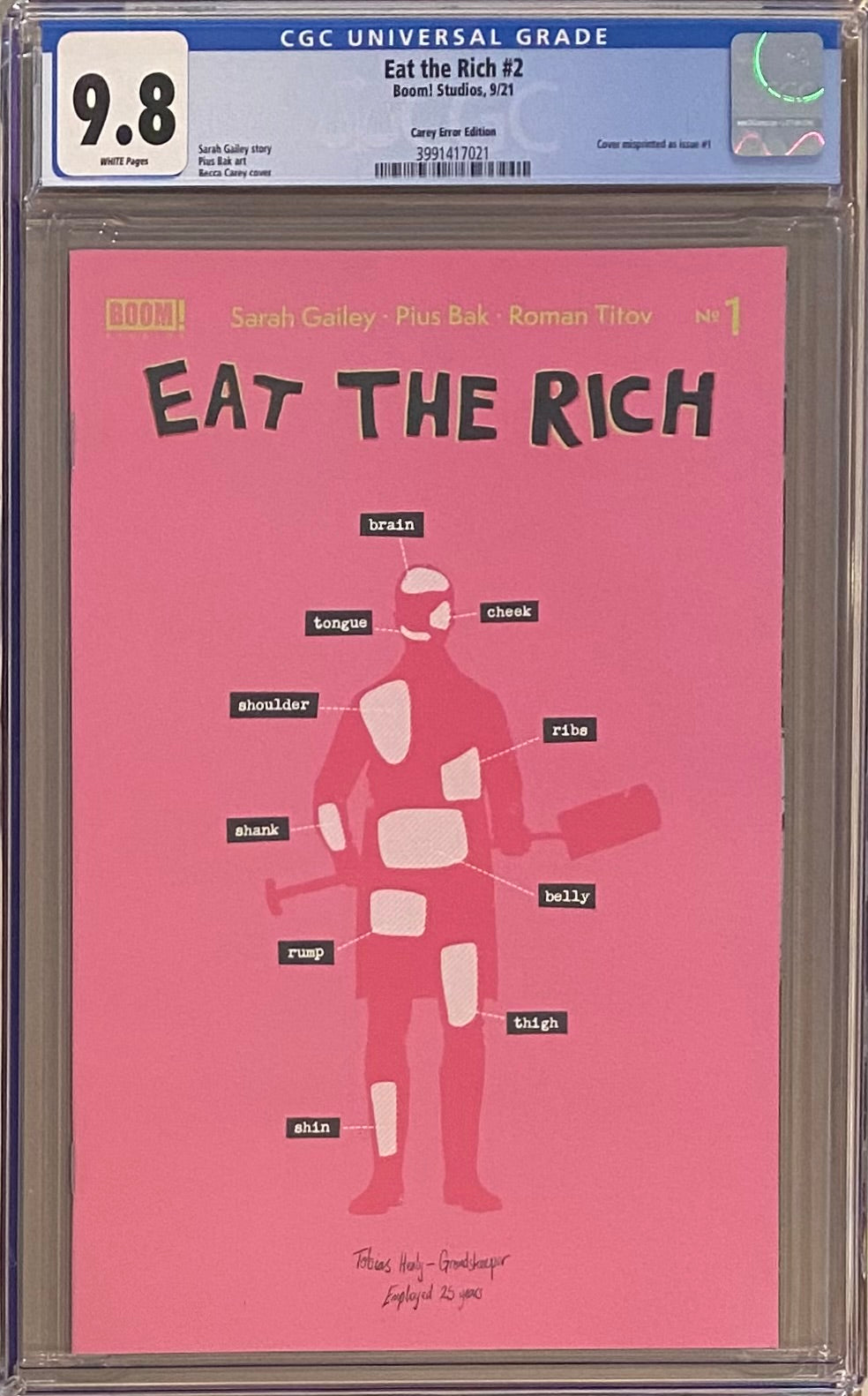 Eat the Rich #2 Carey Error Edition Variant CGC 9.8