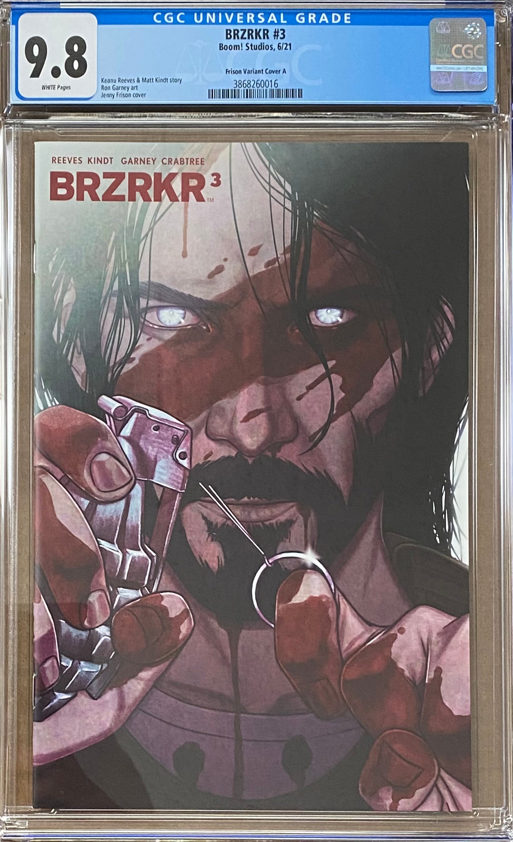 BRZRKR #3 Frison 1:25 Bloody Retailer Incentive Variant CGC 9.8 (Berzerker)