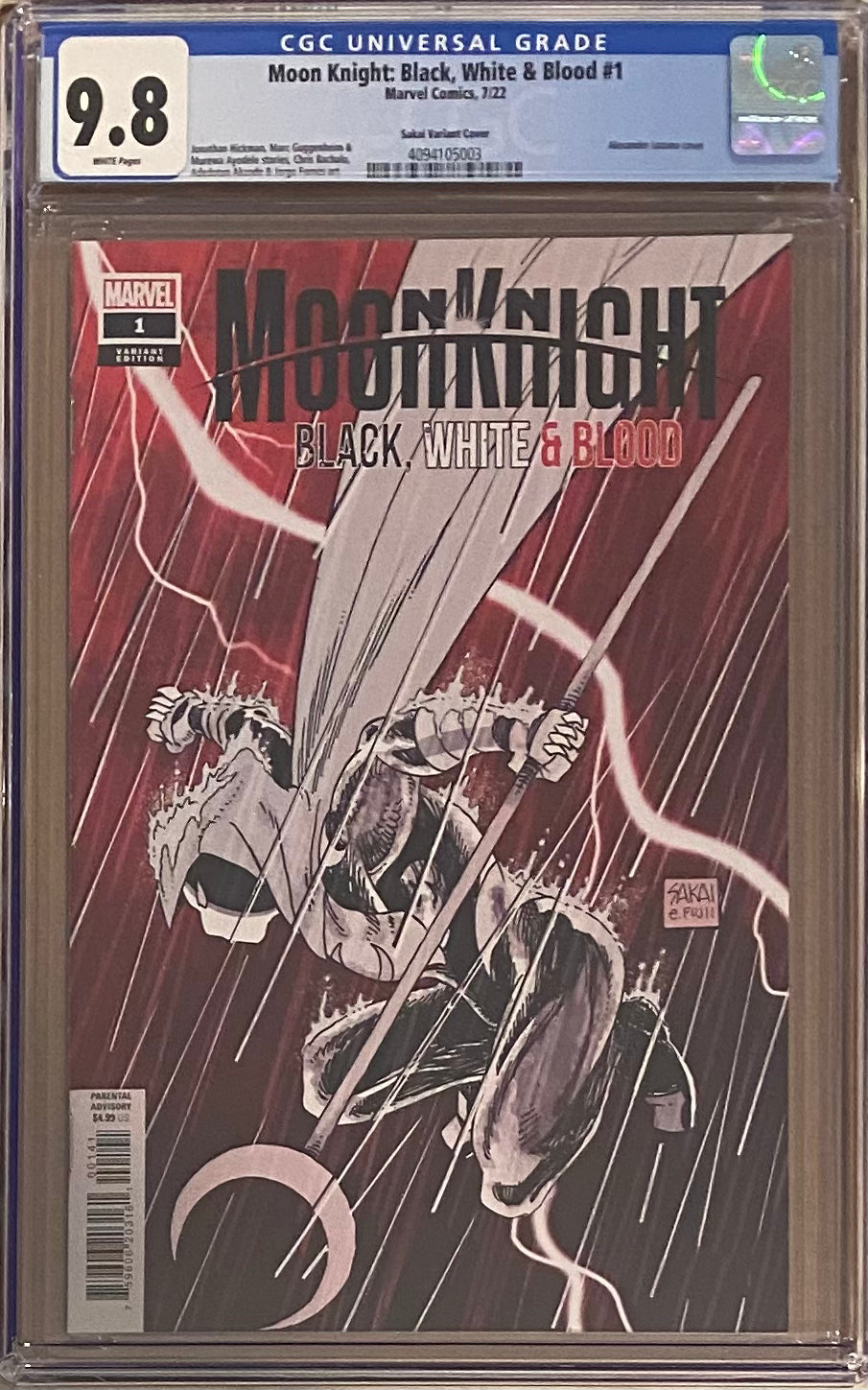 Moon Knight: Black, White, and Blood #1 Sakai 1:25 Retailer Incentive Variant CGC 9.8 - 1st Last Priestess Khonshu