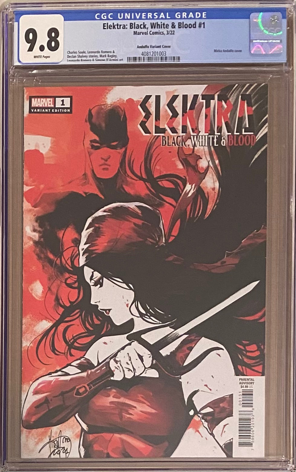 Elektra: Black, White, & Blood #1 Andolfo Variant CGC 9.8