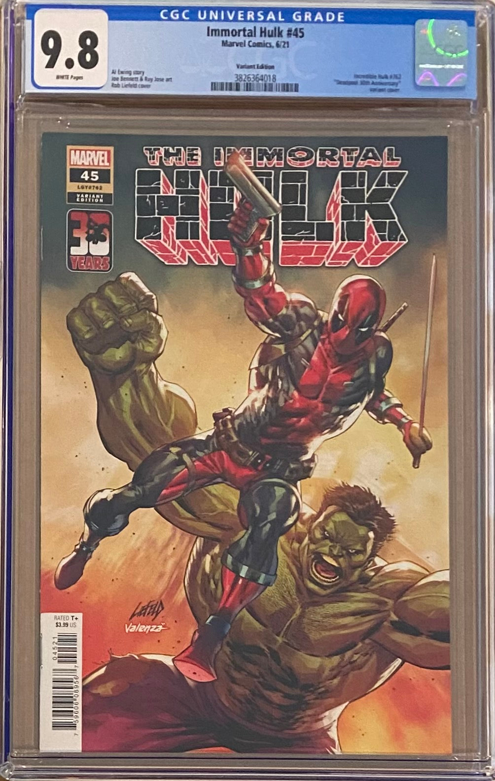 Immortal Hulk #45 Liefeld Deadpool 30th Anniversary Variant CGC 9.8