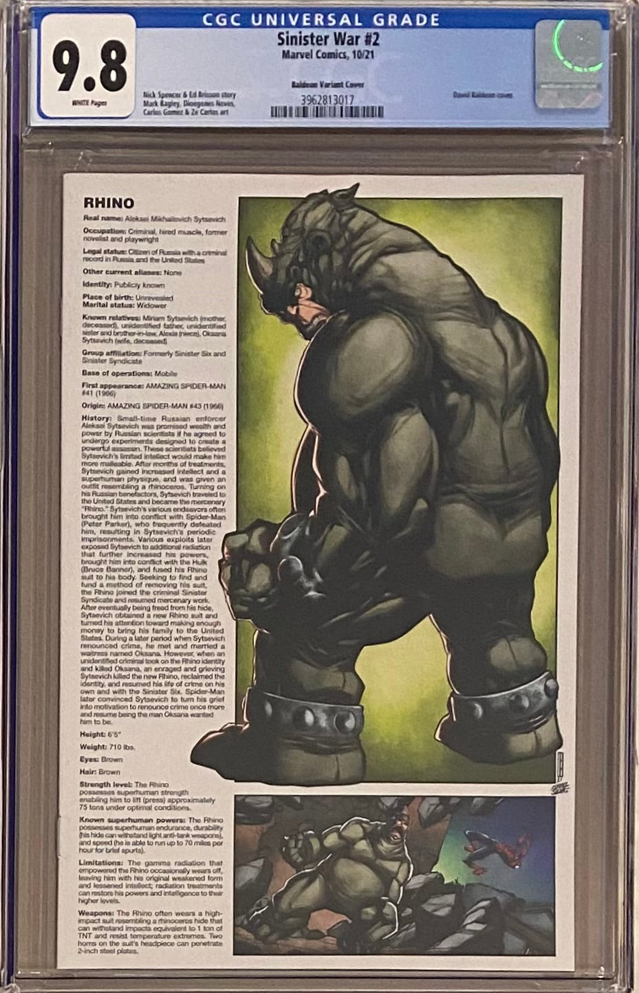 Sinister War #2 Handbook Variant CGC 9.8