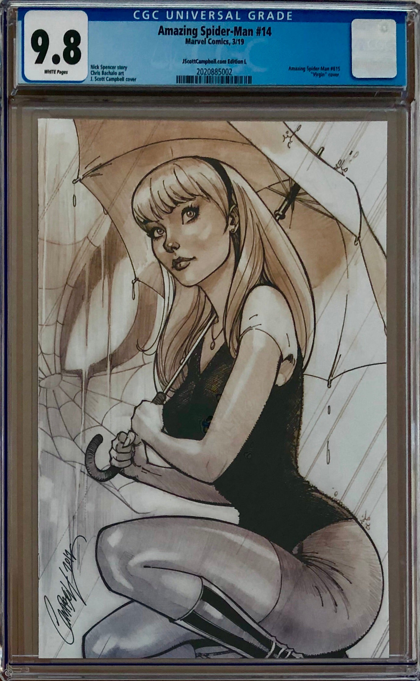 Amazing Spider-Man #14 J. Scott Campbell Edition L Gwen (kneeling) SDCC Virgin Exclusive CGC 9.8