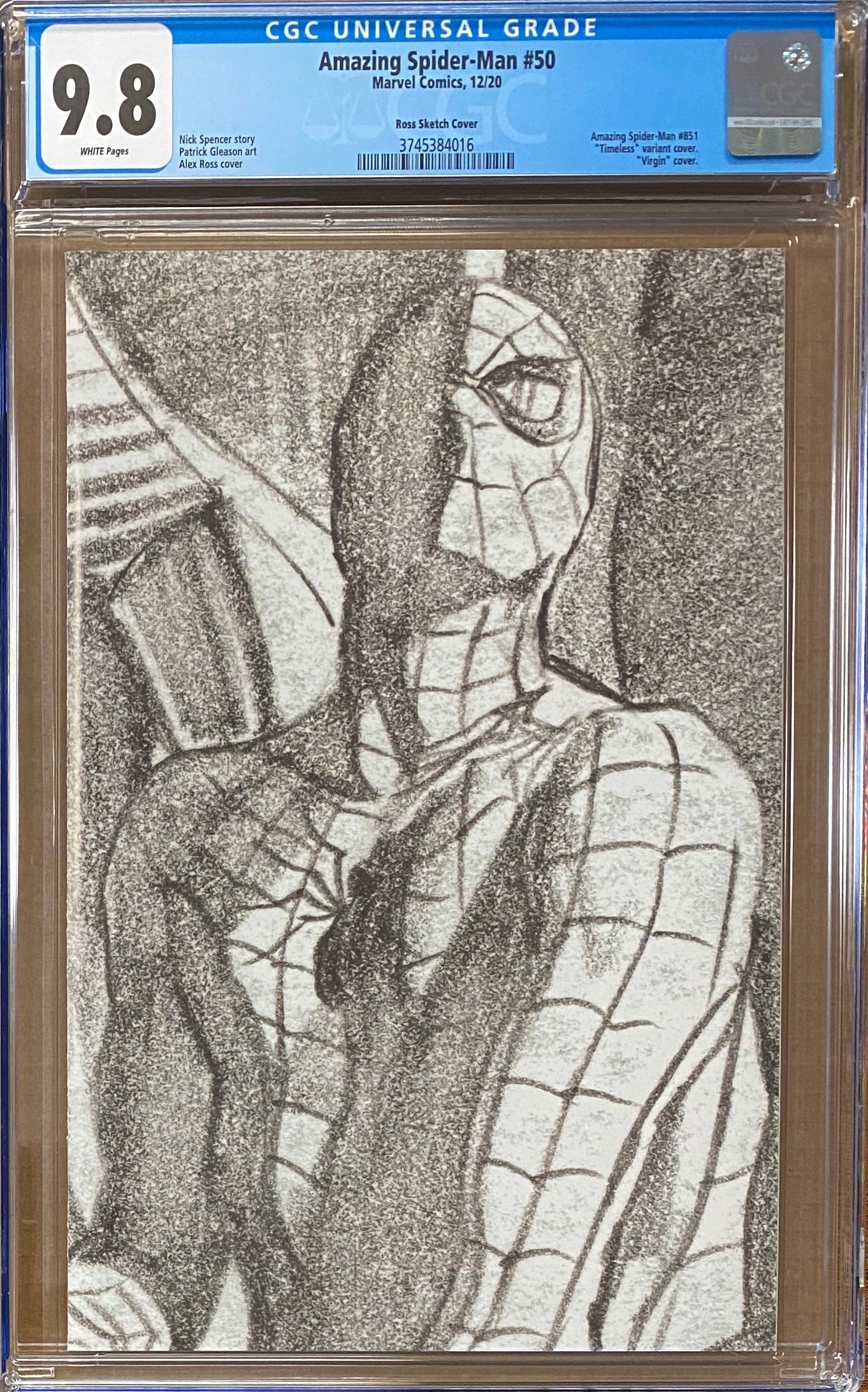 Amazing Spider-Man #50 Alex Ross Spider-Man "Timeless" Retailer Incentive Sketch Variant CGC 9.8