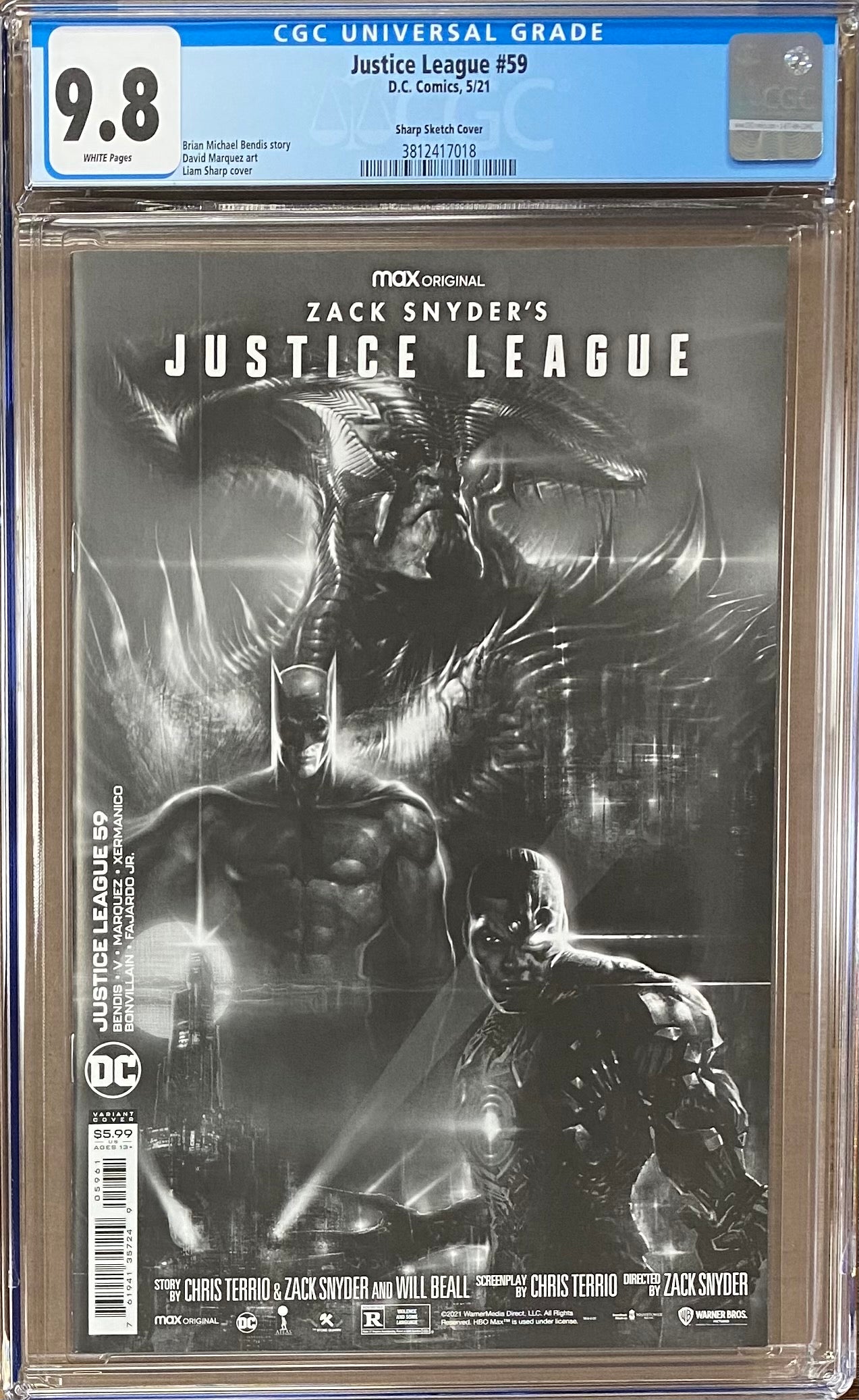 Justice League #59 Sharp "Snyder Cut" 1:25 Retailer Incentive Variant CGC 9.8
