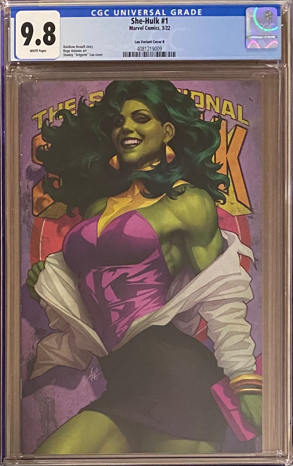 She-Hulk #1 Artgerm 1:100 Virgin Retailer Incentive Variant CGC 9.8
