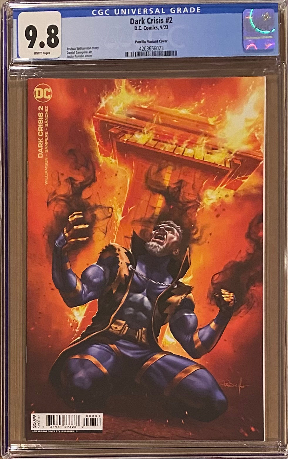 Dark Crisis #2 Parrillo 1:50 Retailer Incentive Variant CGC 9.8