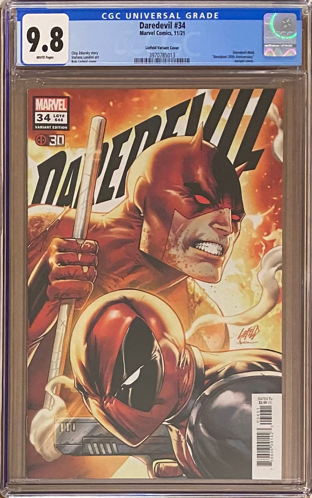 Daredevil #34 Liefeld Deadpool 30th Anniversary Variant CGC 9.8