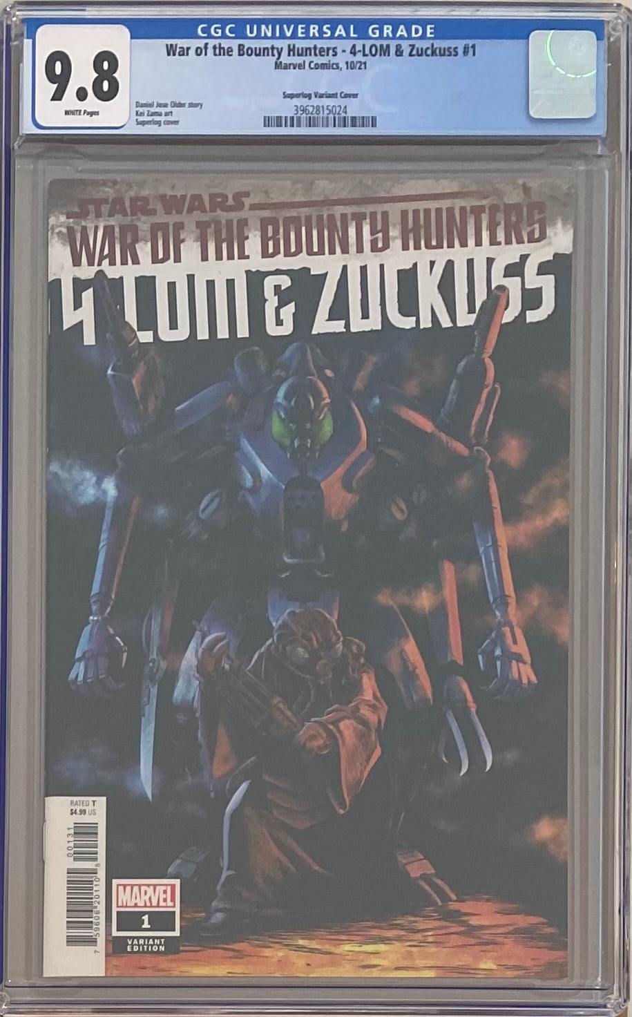 Star Wars: War of the Bounty Hunters - 4-Lom & Zuckuss #1 Superlog 1:25 Retailer Incentive Variant CGC 9.8