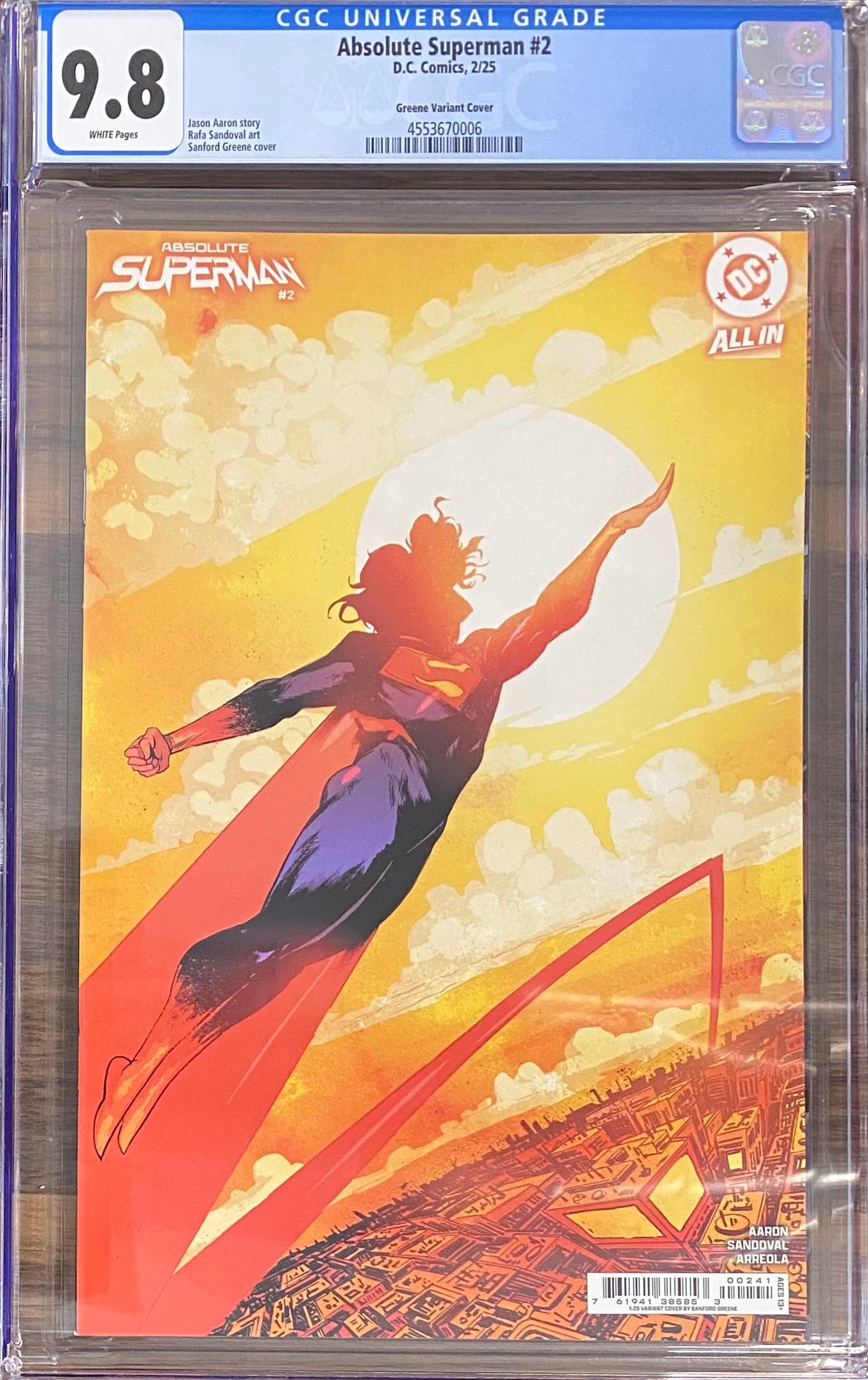 Absolute Superman #2 Greene 1:25 Retailer Incentive Variant CGC 9.8