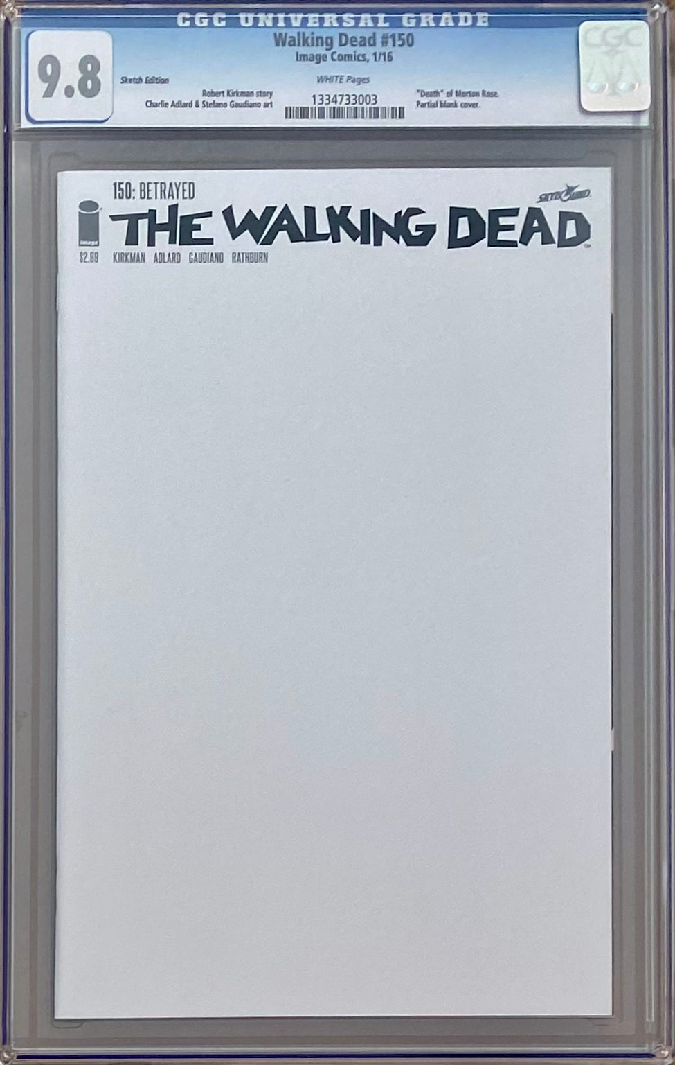 Walking Dead #150 Sketch Edition Variant CGC 9.8