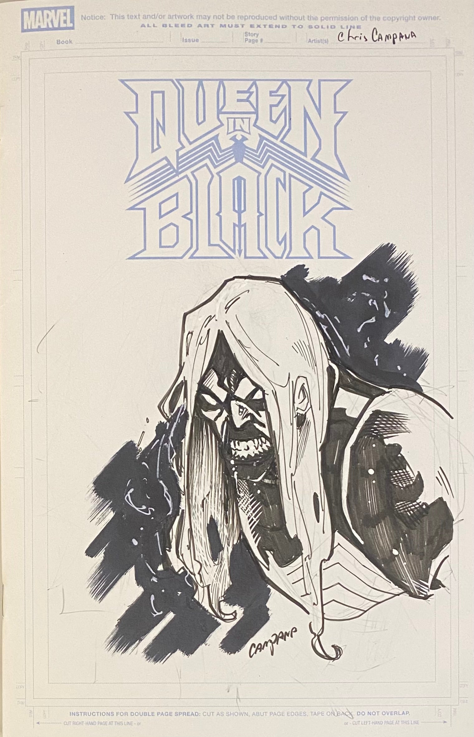 Queen in Black #1 Chris Campana Knull Original Blank Sketch Blind Bag Variant (7/29/26)